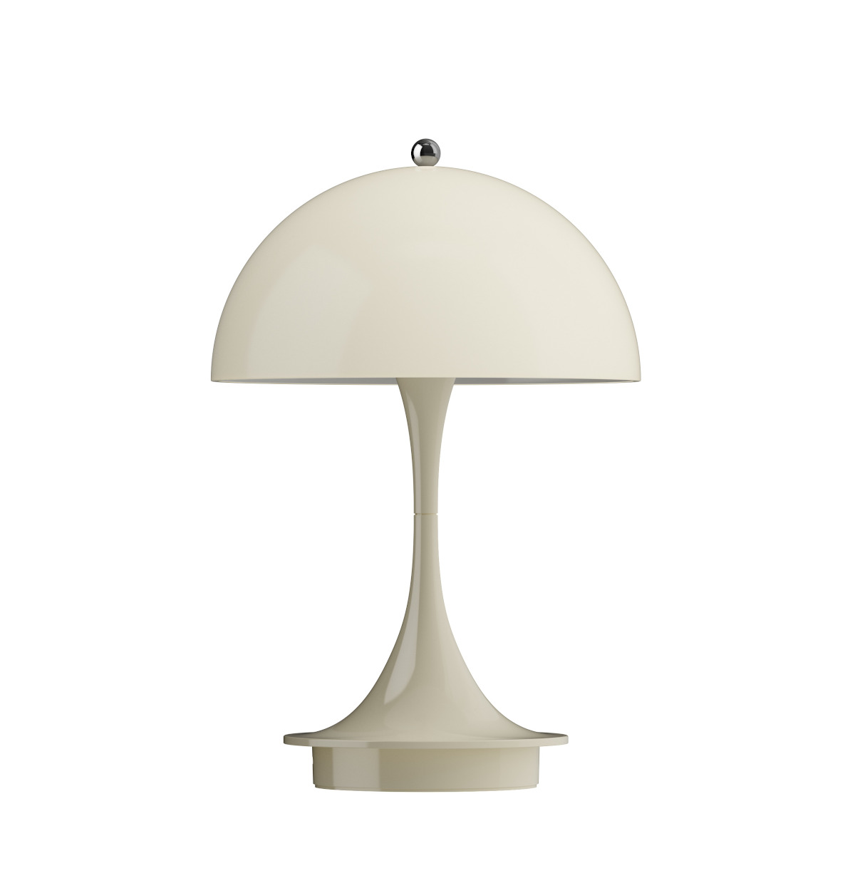 Kabellose LED-Tischleuchte Panthella 160 von Louis Poulsen in stilvollem Opal Beige mit dimmbarem Licht