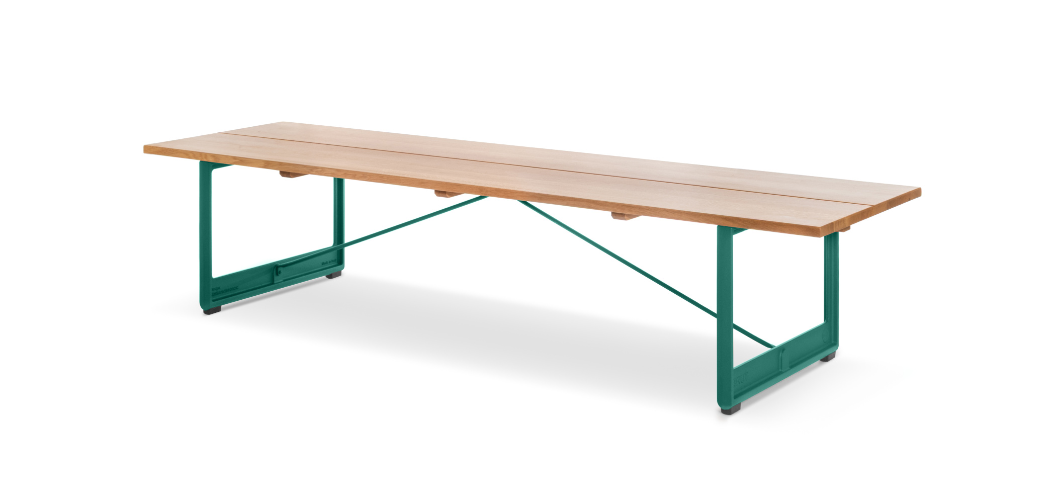 Magis Brut Bank 220x63 cm – grüner Design-Sitz aus Eiche Magis Brut Bank 220x63 cm, grün / Eiche natur, beige Polster, moderner Design-Sitz, langlebig, Made in Italy