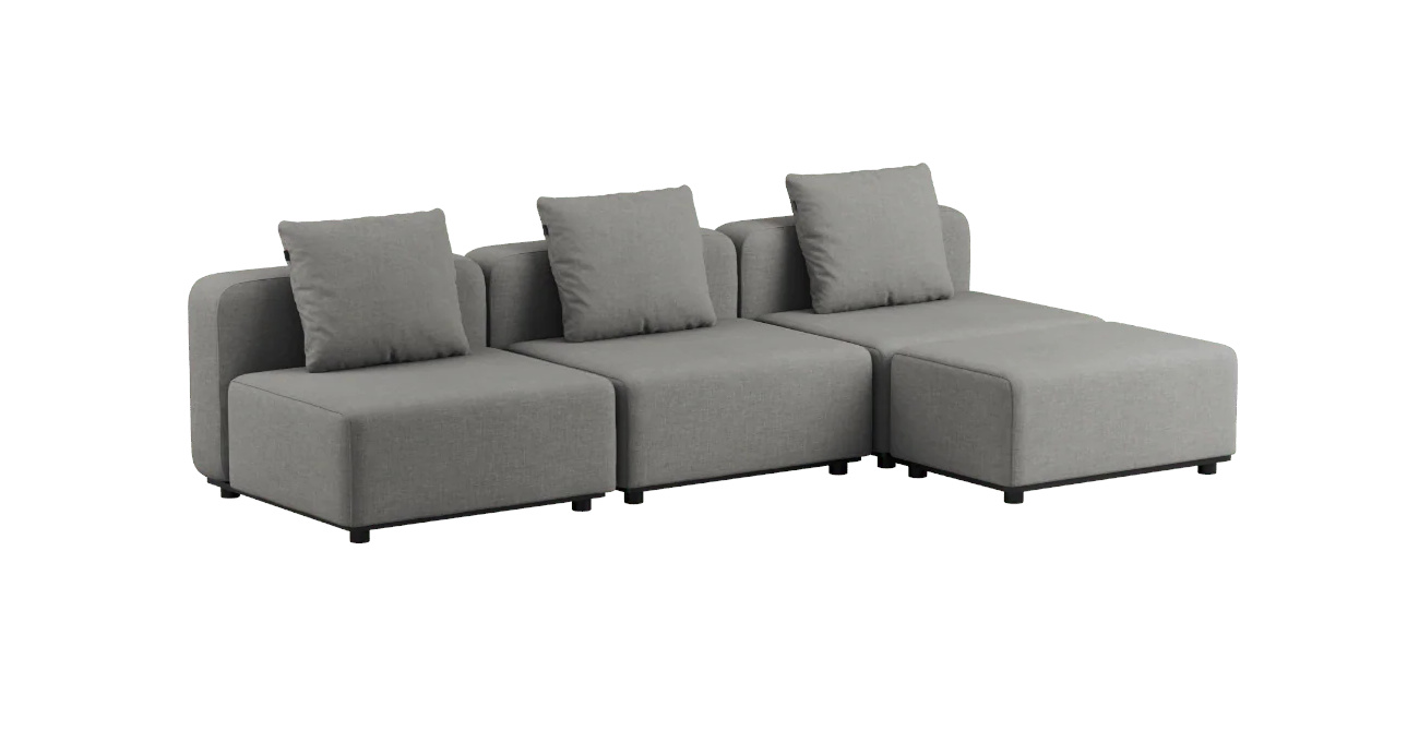 Cobana Loungesofa 3-Sitzer ohne Armlehnen mit Hocker, kirra grey