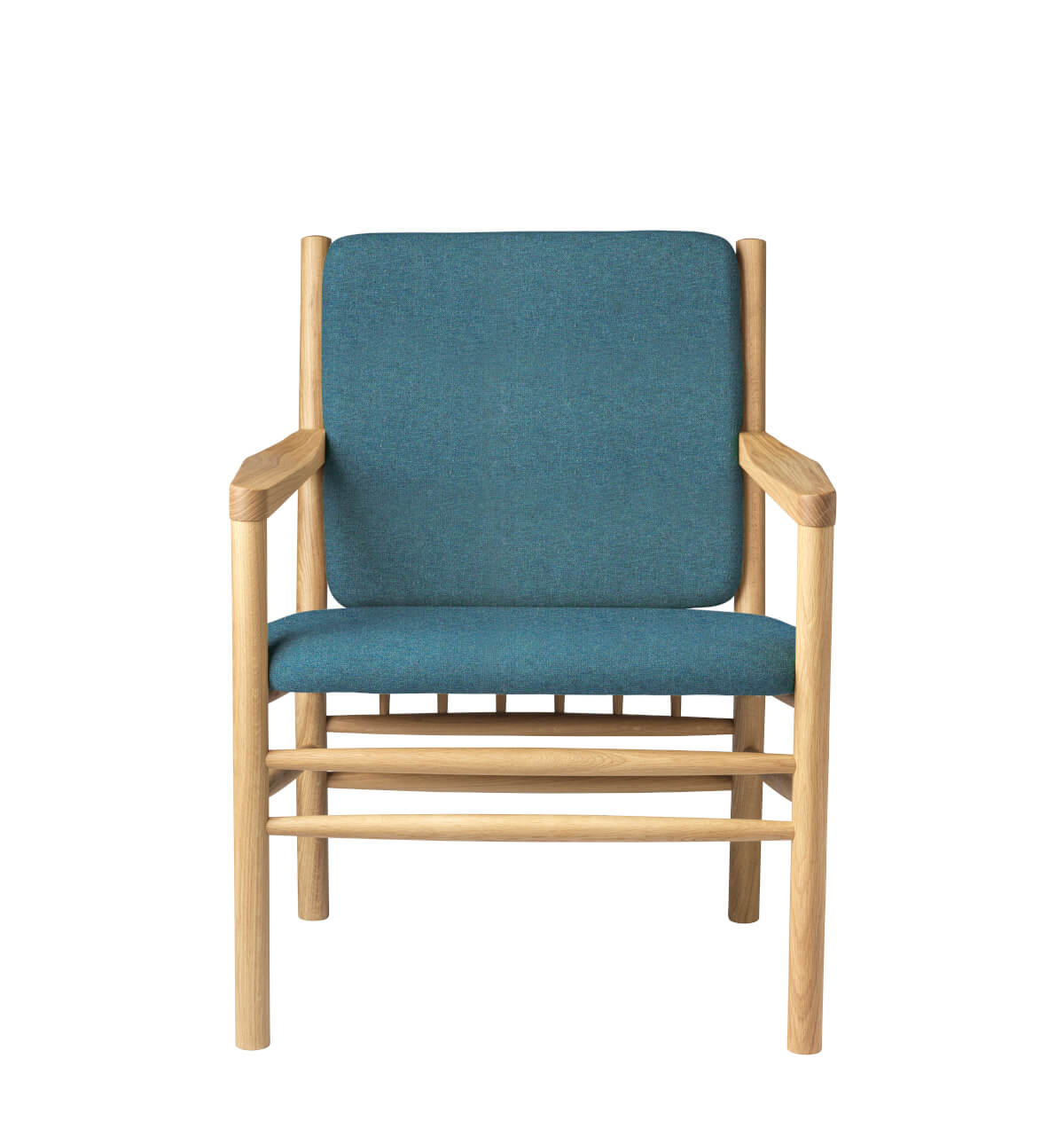 FDB Møbler J147 Sessel, ergonomisch, FSC®-Eiche natur, grün, nordisches Design, funktional & langlebig