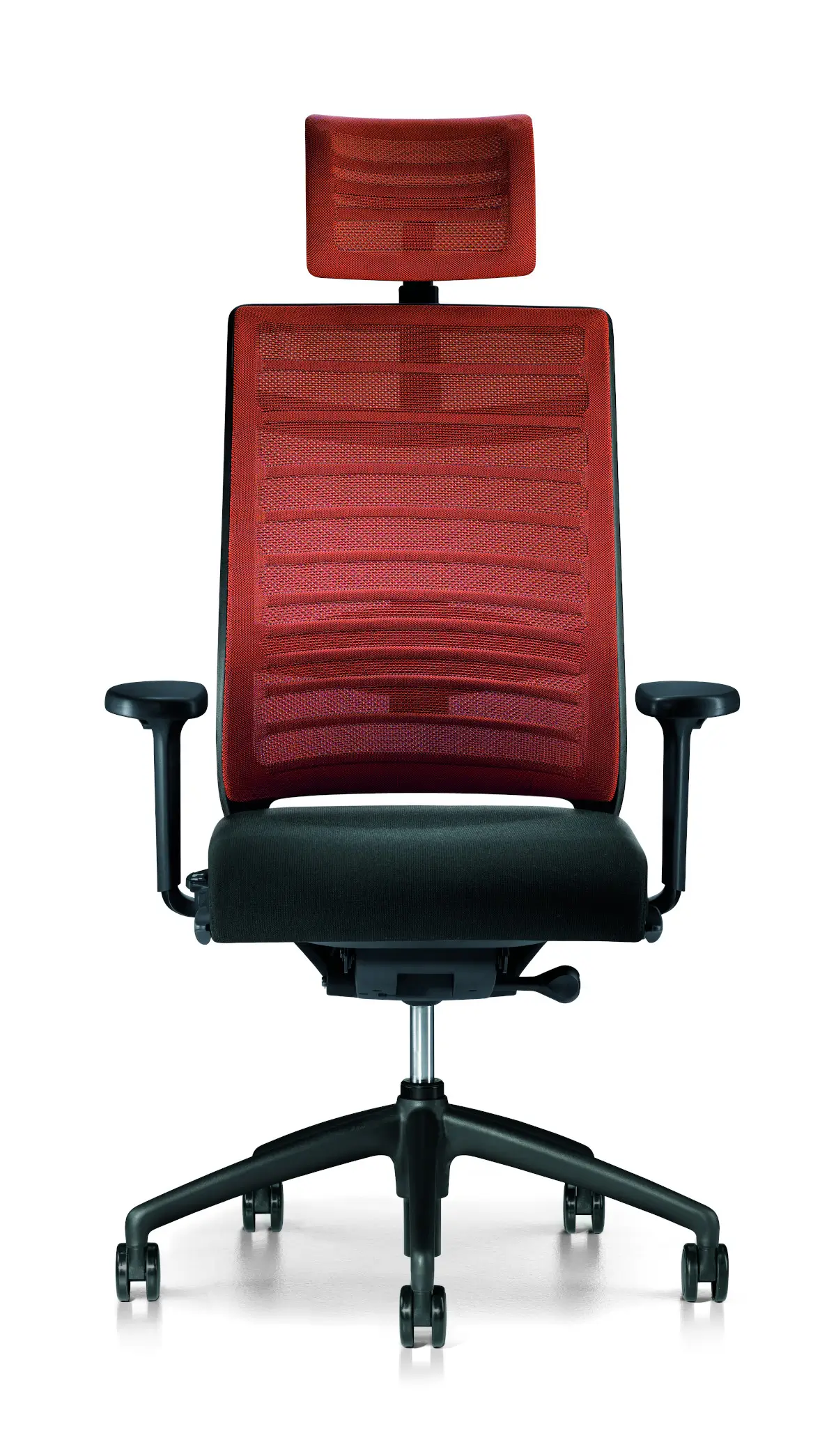 Interstuhl Hero 275H Drehsessel in Rot und Schwarz mit Kopfstütze und Armlehnen