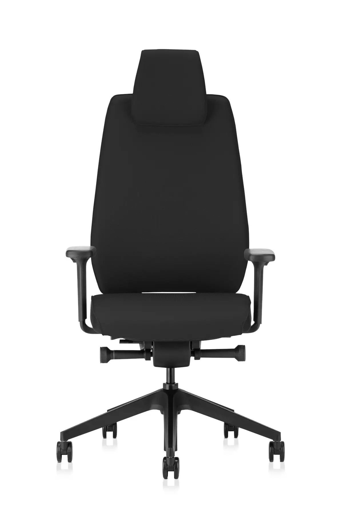 Interstuhl JOYCEis3 JC113 Bürostuhl in Schwarz mit Kopfstütze und Armlehnen in Frontansicht