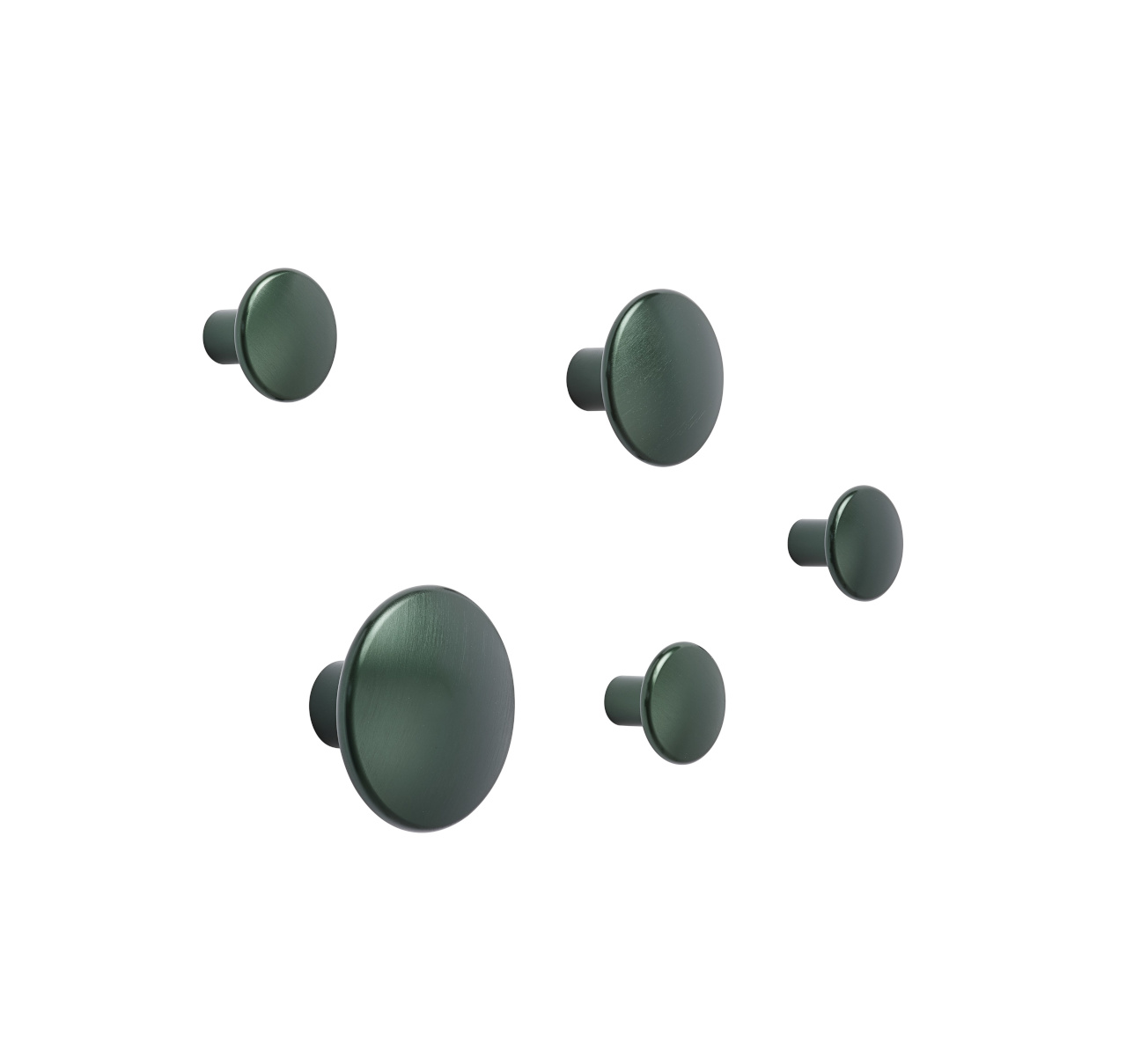 Dots Metall Wandhaken 5er-Set, dunkelgrün