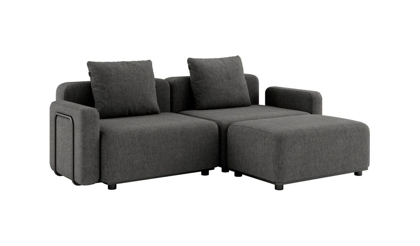 Cobana Loungesofa 2-Sitzer mit Armlehnen mit Hocker, cobana grau