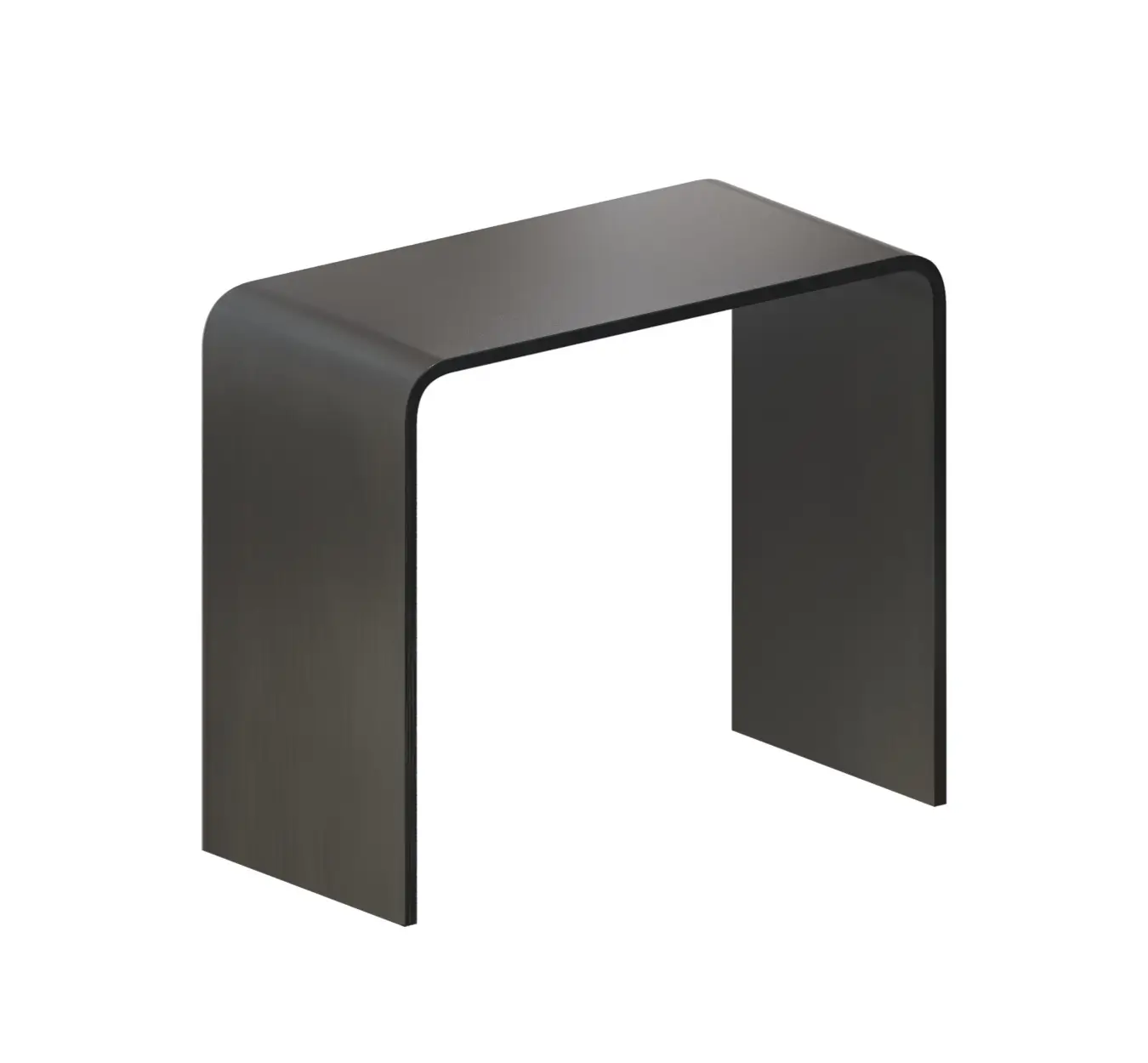 Zeus Solitaire Schreibtisch in Gunmetal mit weich gerundeter Form und elegantem Design.