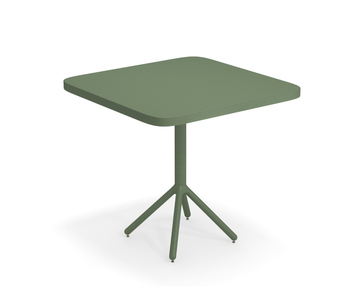 Grace Tisch mit abnehmbarer Platte und eckiger Tischkante, 80 x 80 cm, militärgrün