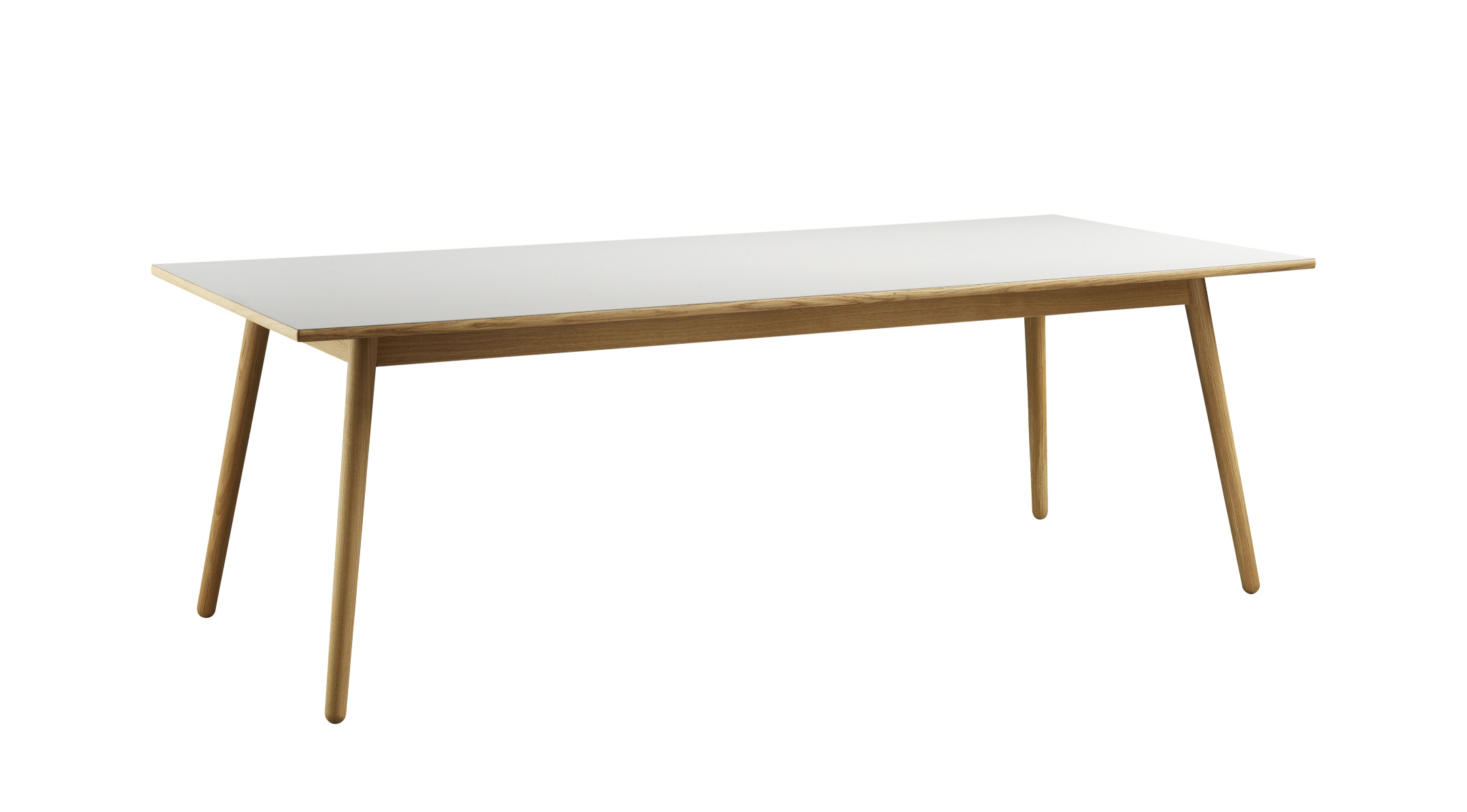 FDB Møbler C35C Tisch, Eiche natur & Linoleum Mushroom, ergonomisch, nachhaltig, nordisches Design, hochwertig