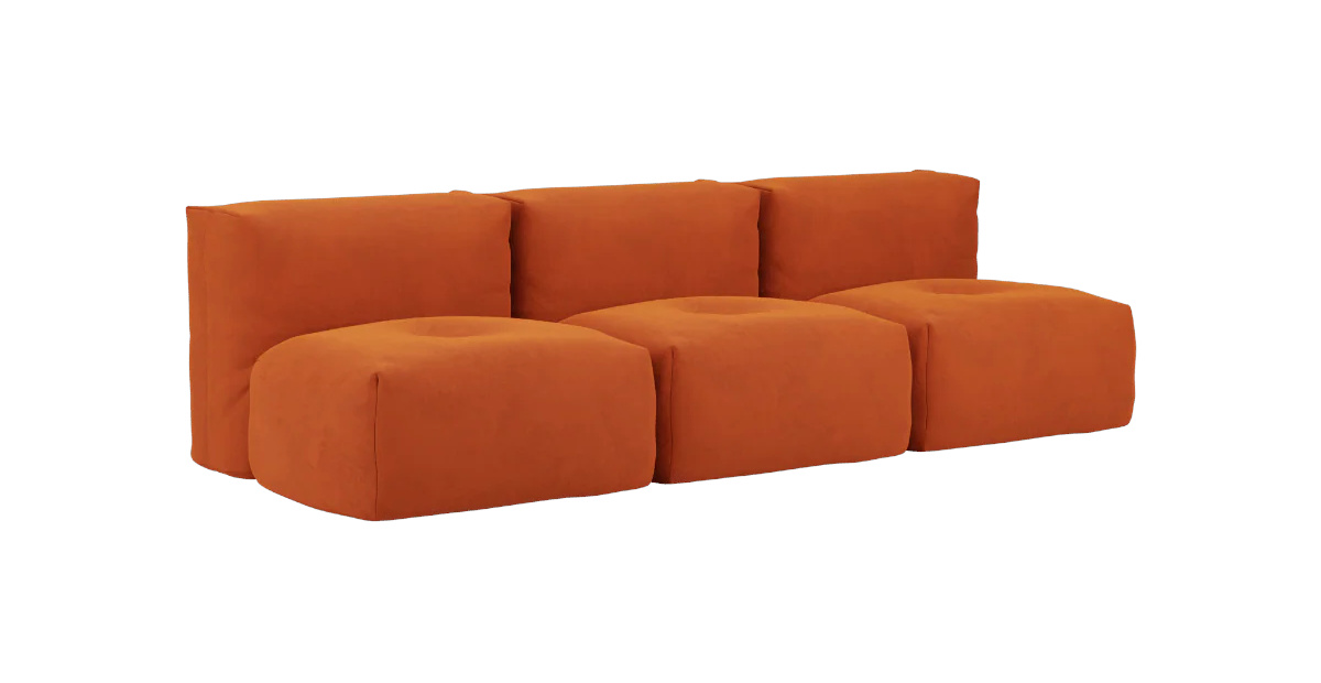 Soft Sofa 3-Sitzer ohne Armlehne, orange jaquard