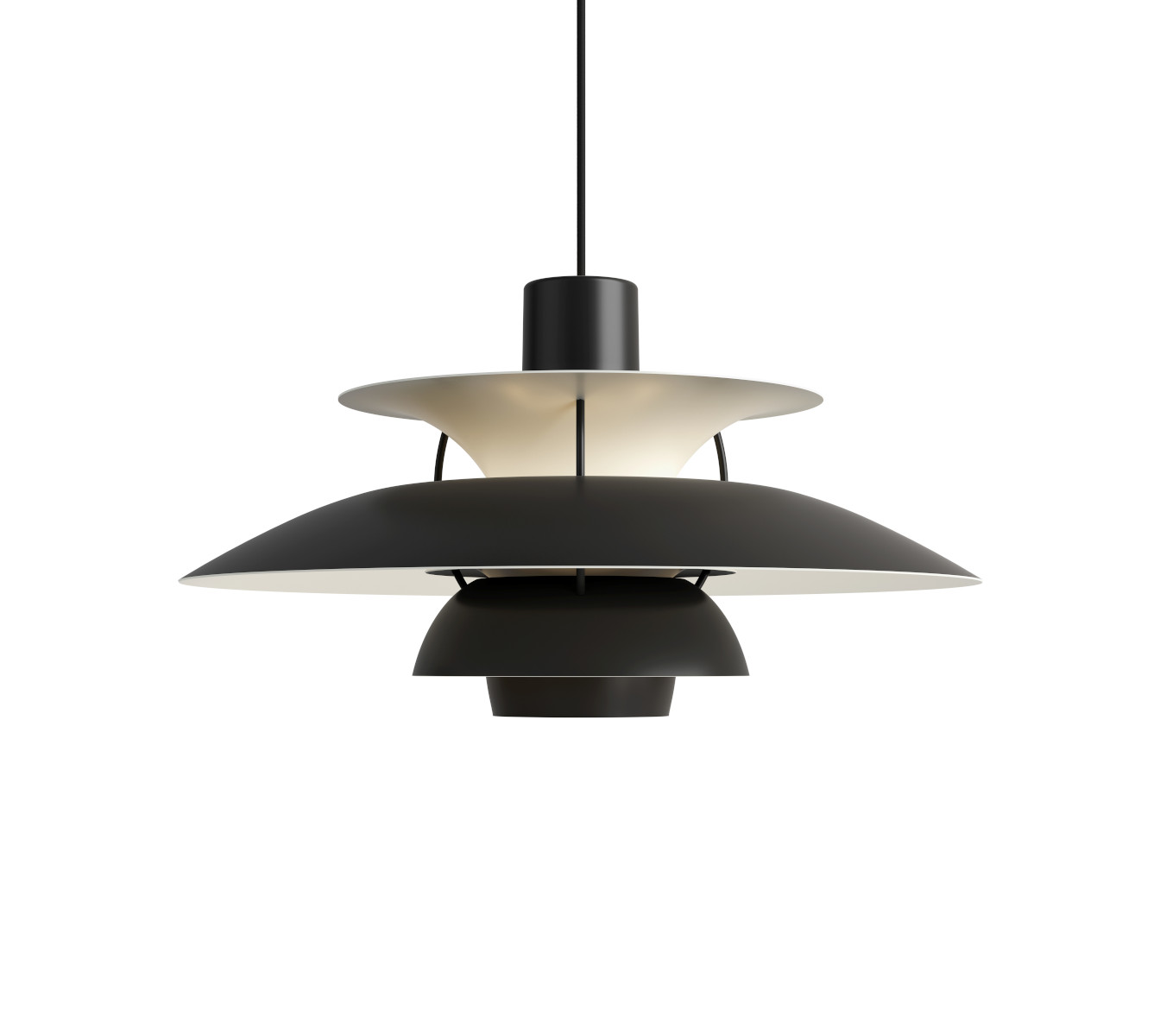Louis Poulsen PH 5 Pendelleuchte Schwarz – Modernes Design Louis Poulsen PH 5 Pendelleuchte monochrome schwarz, modernes Design, dimmbar, hochwertige Beleuchtung