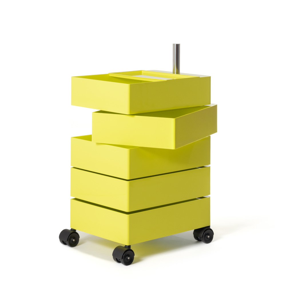 360° Rollcontainer mit 5 Fächer, leuchtend gelb