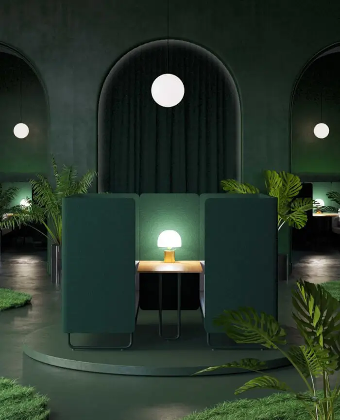 Nowy Styl Play&Work Sofa mit hohen Seitenwänden für geschützte Rückzugsbereiche und konzentriertes Arbeiten.