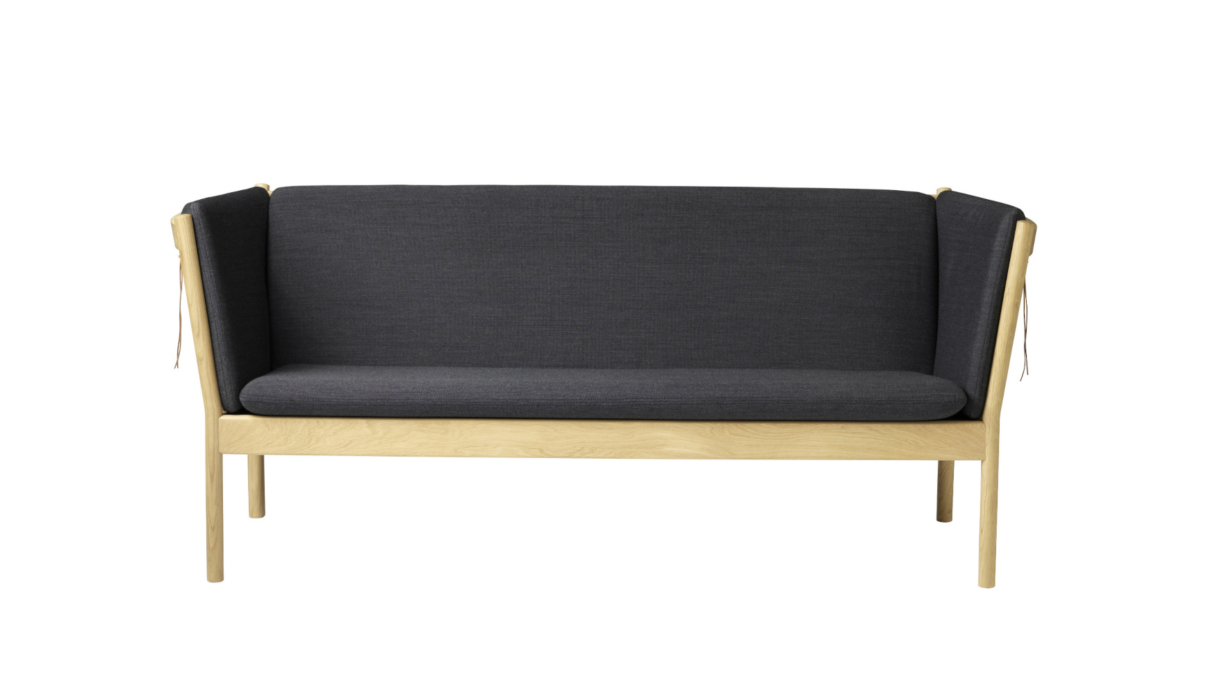 FDB Møbler J149 Sofa 3-Sitzer, nordisches Design, Eiche natur, dunkelgrauer Stoff, langlebig, funktional