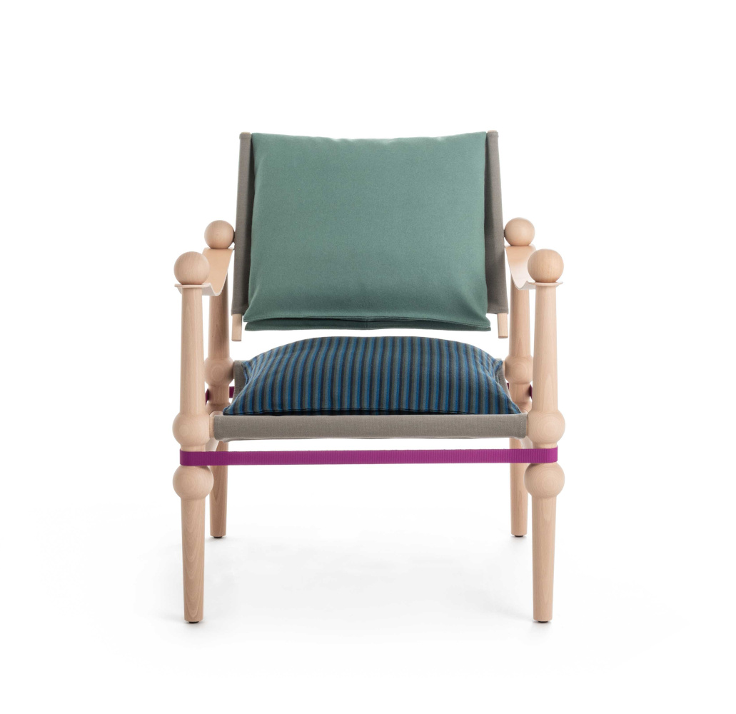 Magis Twain Sessel, Buche natur / Sage, Design-Sessel, komfortabel, stilvoll, Made in Italy