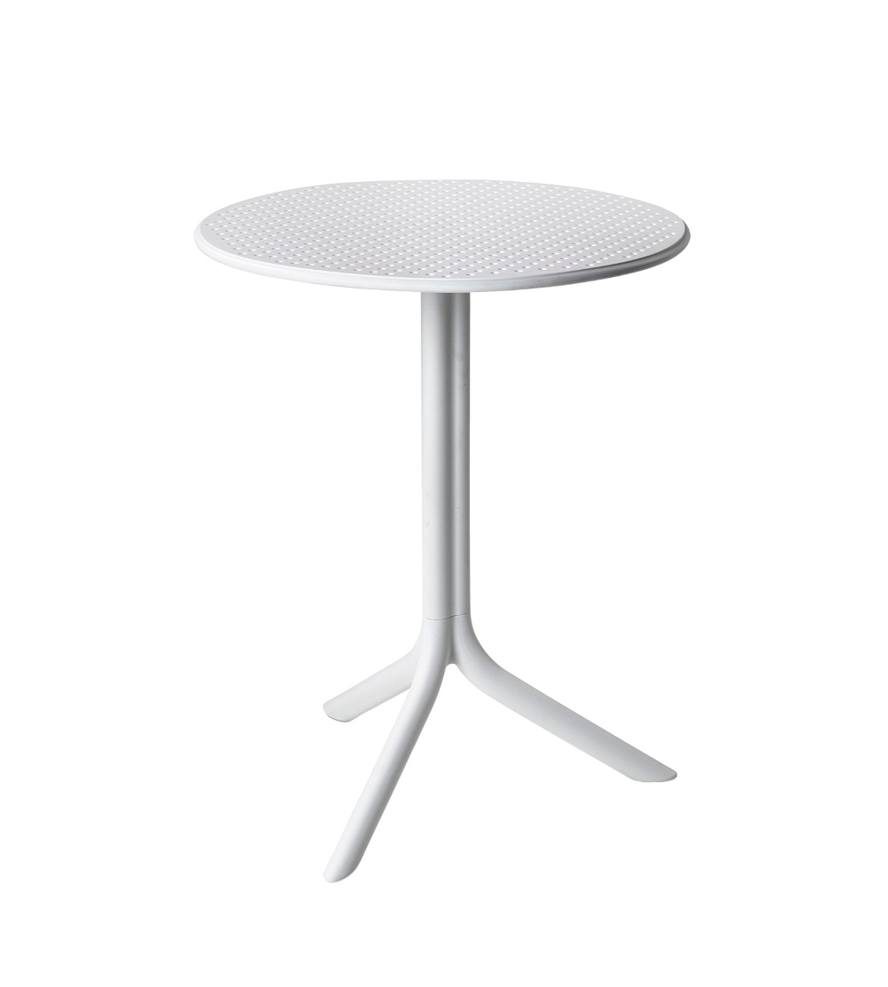 Nardi Step Gartentisch Ø60 cm weiß, wetterfest, leichter Outdoor-Tisch aus recycelbarem Polypropylen, Made in Italy