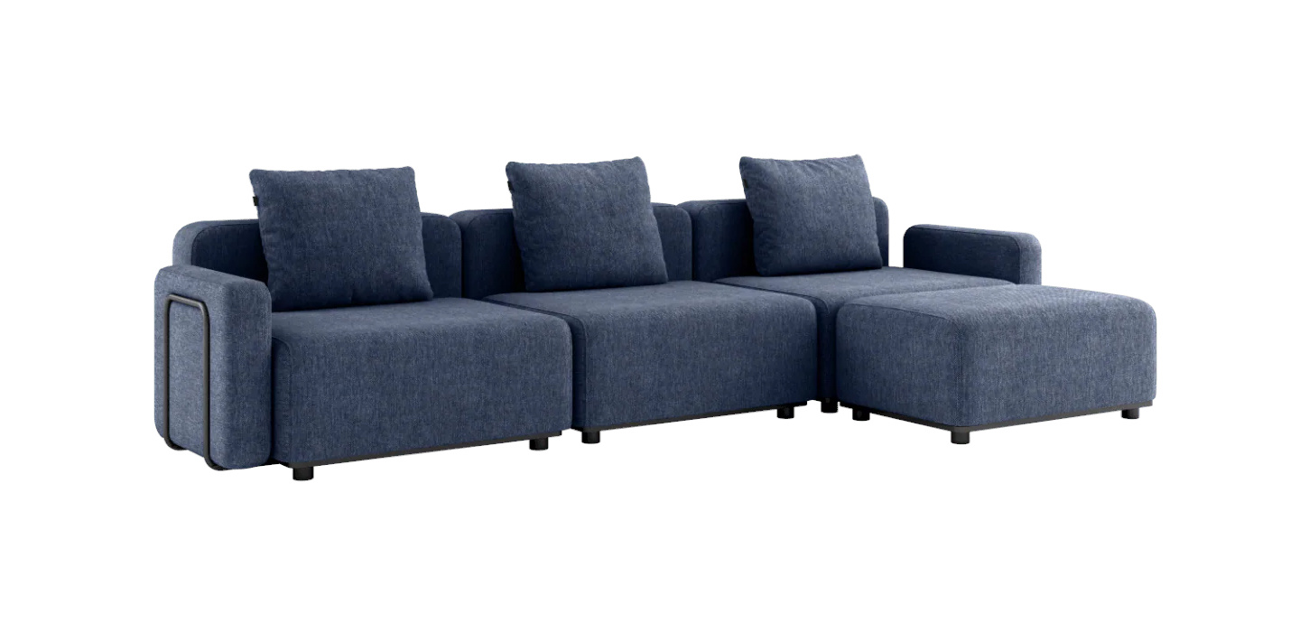 Cobana Loungesofa 3-Sitzer mit Armlehnen mit Hocker, kirra indigo
