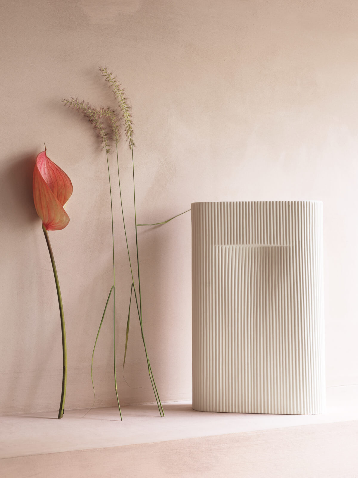 Ridge Vase, H 48,5 cm, beige