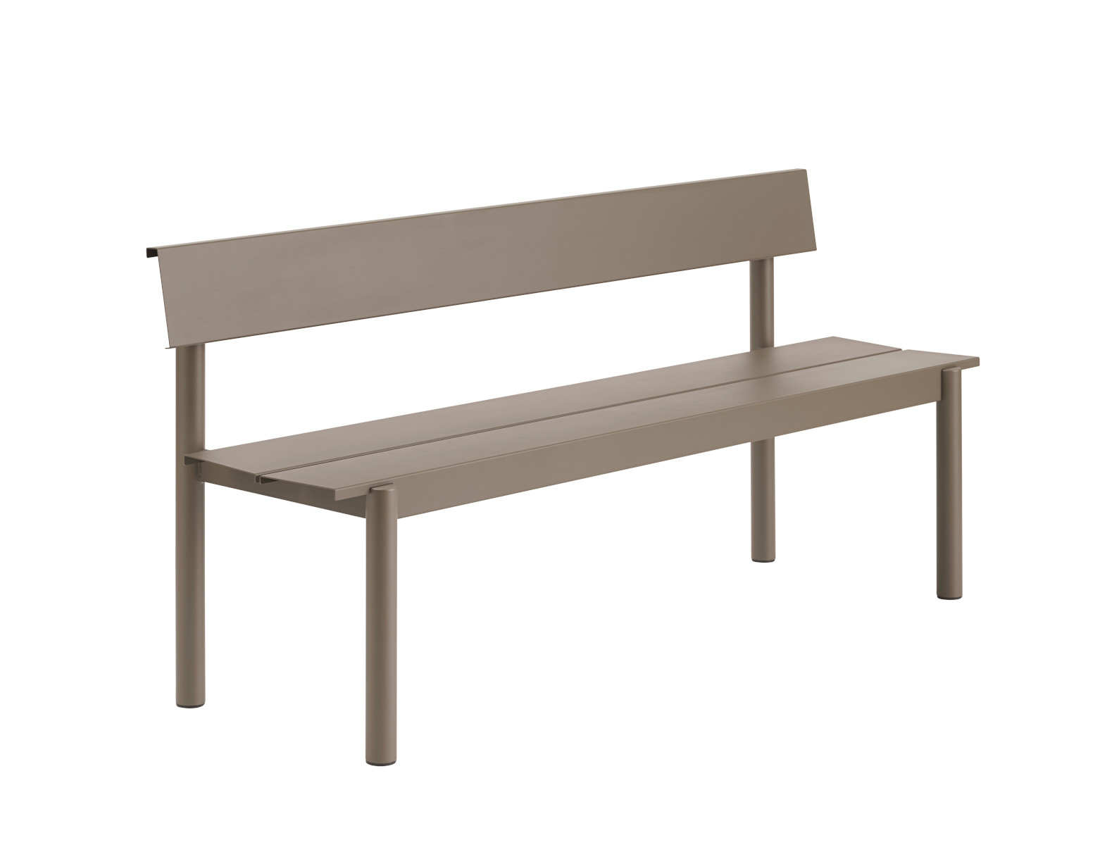 Linear Steel Gartenbank mit Rückenlehne, 170 cm, taupe