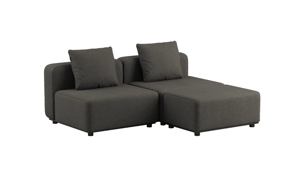 Cobana Loungesofa 2-Sitzer ohne Armlehnen mit Hocker, kirra noir