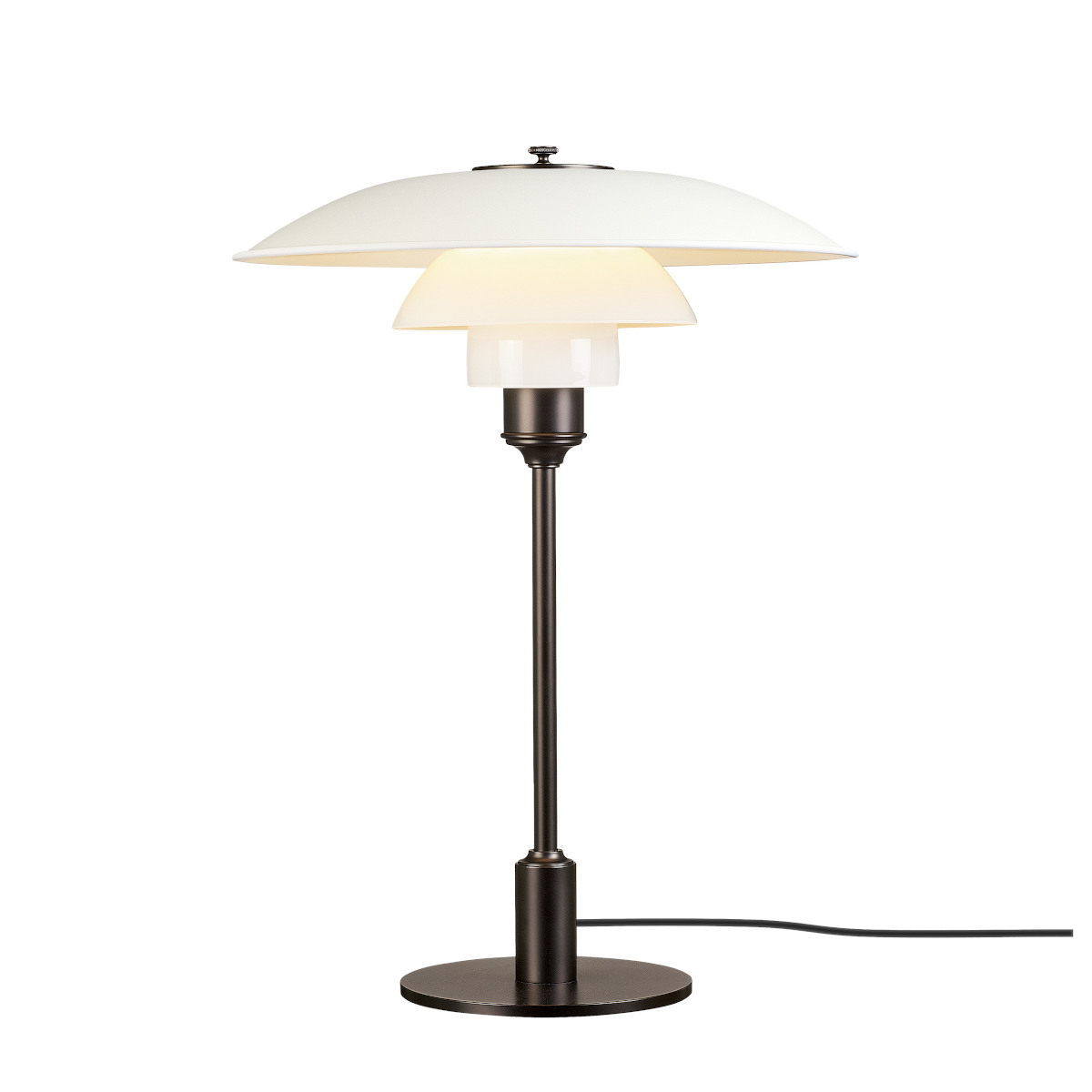 PH 3½-2½ Tischleuchte von Louis Poulsen in Weiß, Metall, ikonisches skandinavisches Design, blendfreies Licht