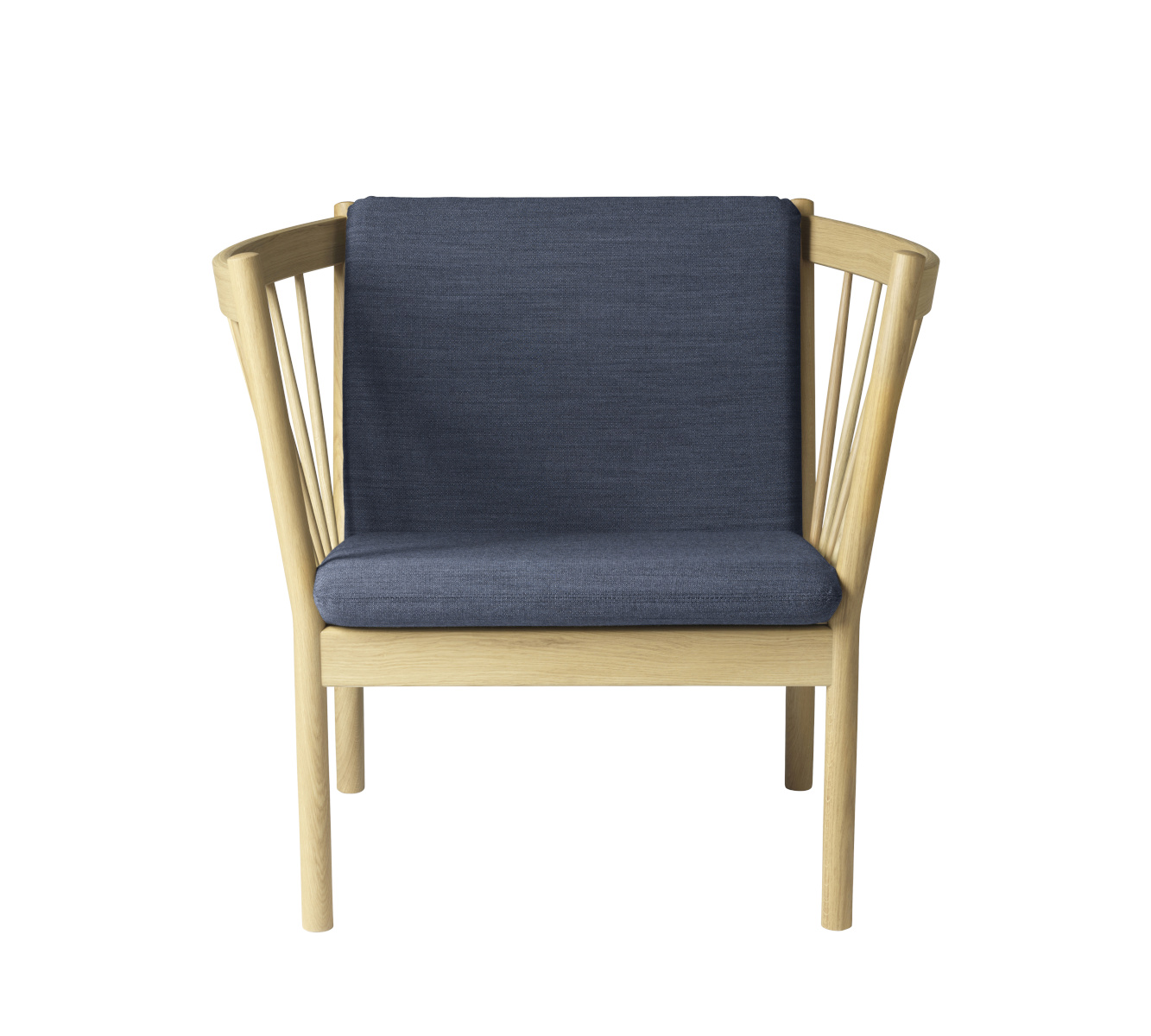 FDB Møbler J146 Sessel, ergonomisch, Eiche natur, dunkelblau, nachhaltig, nordisches Design, komfortabel