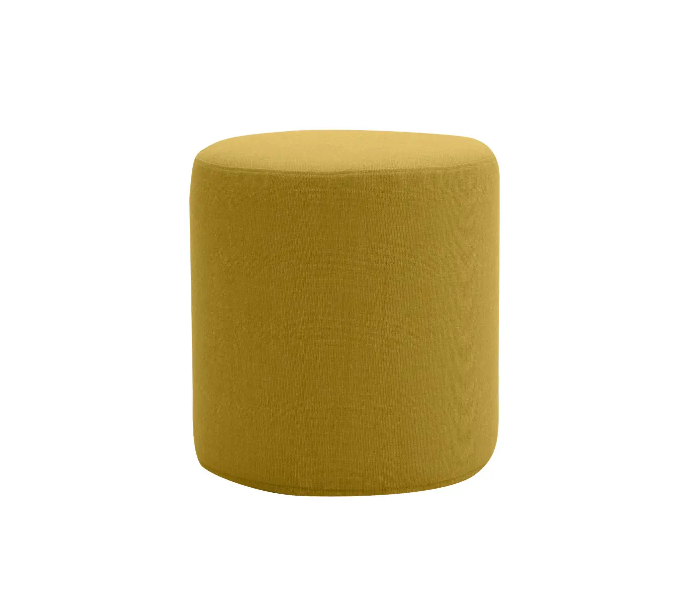 Softline Drum Hocker X-High in Gelb aus vorderer Perspektive mit hoher, zylindrischer Form, runder Sitzfläche und vollständig gepolstertem Korpus.
