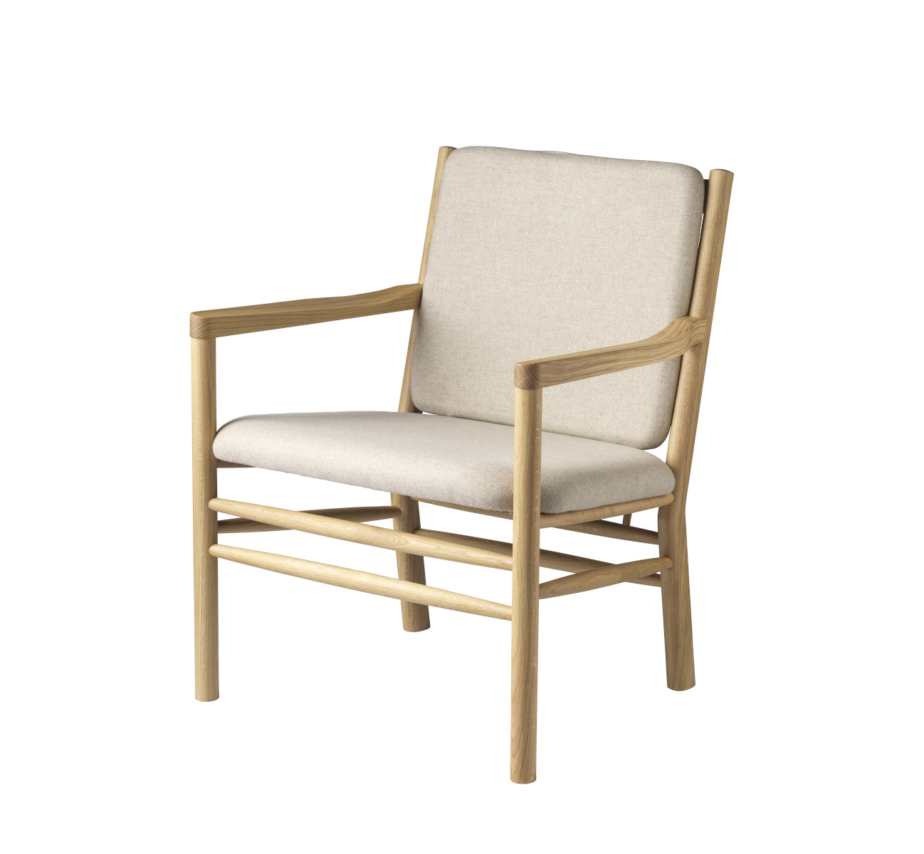 FDB Møbler J147 Sessel, nordisches Design, ergonomisch, Eiche natur, beige, langlebig, funktional
