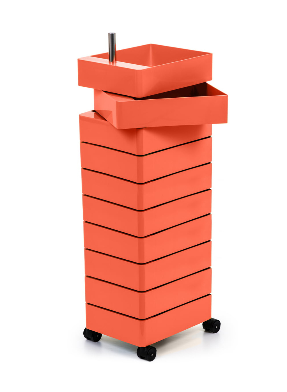 Magis 360° Rollcontainer rosa, 10 Fächer, moderner Stauraum, mobil, italienisches Design, praktisch