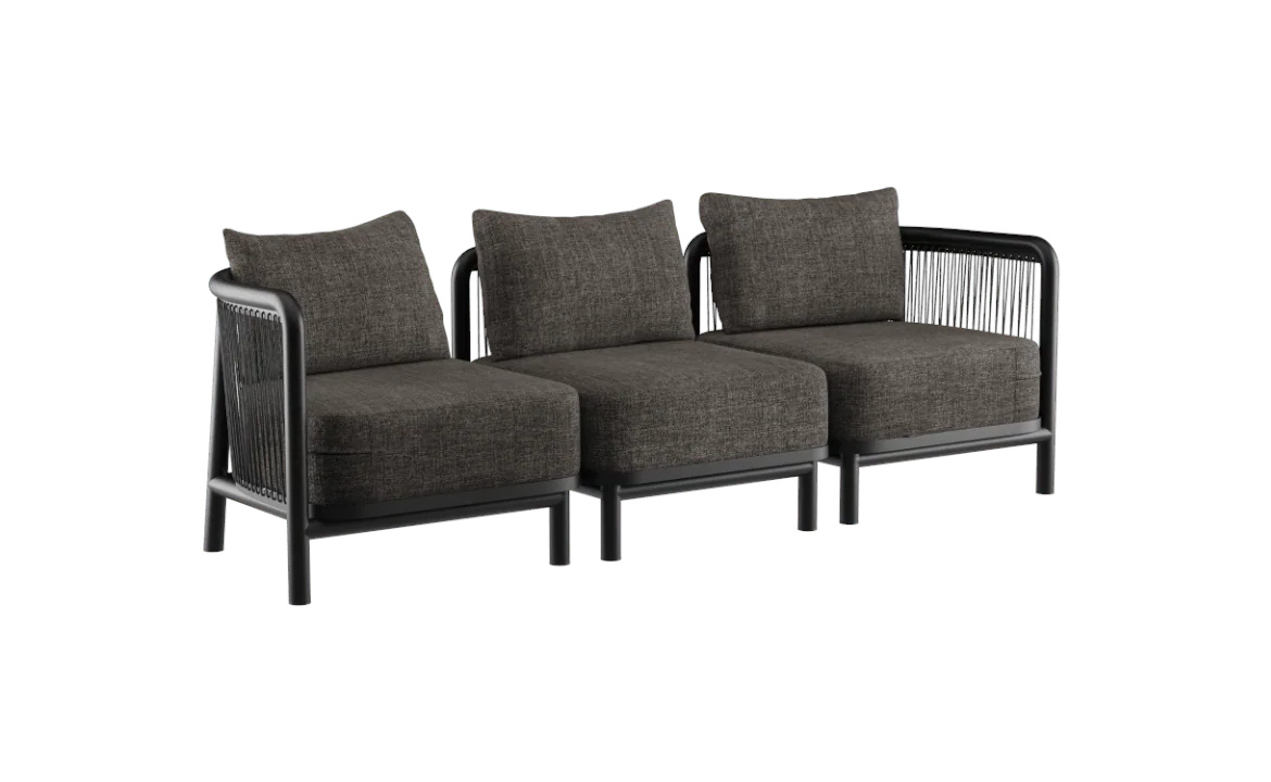 Kirra Loungesofa 3-Sitzer, kirra noir