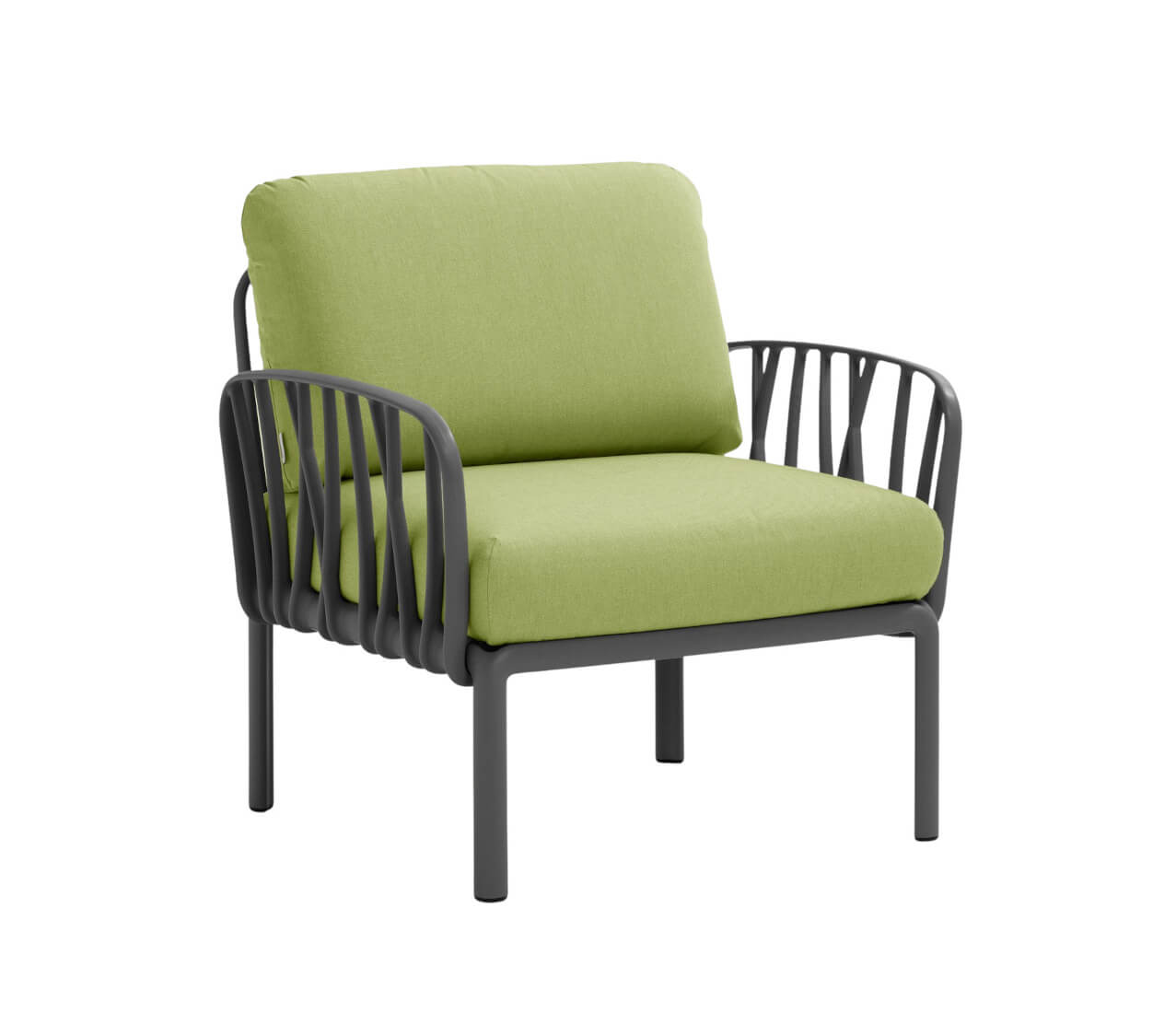 Nardi Komodo Poltrona Sessel, anthrazit/avocado, Outdoor-Sessel, wetterfest, leicht, langlebig, italienisches Design