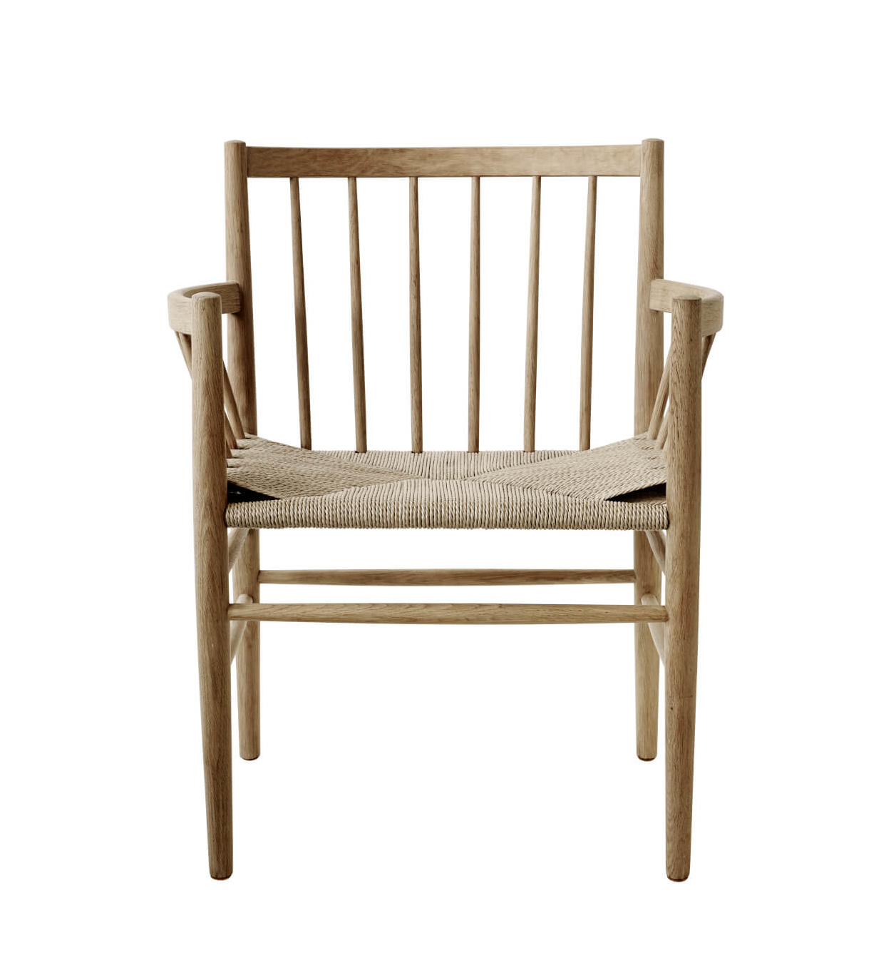 FDB Møbler J81 Armlehnstuhl, nordischer Design-Stuhl, Eiche natur, Naturgeflecht, ergonomisch, langlebig
