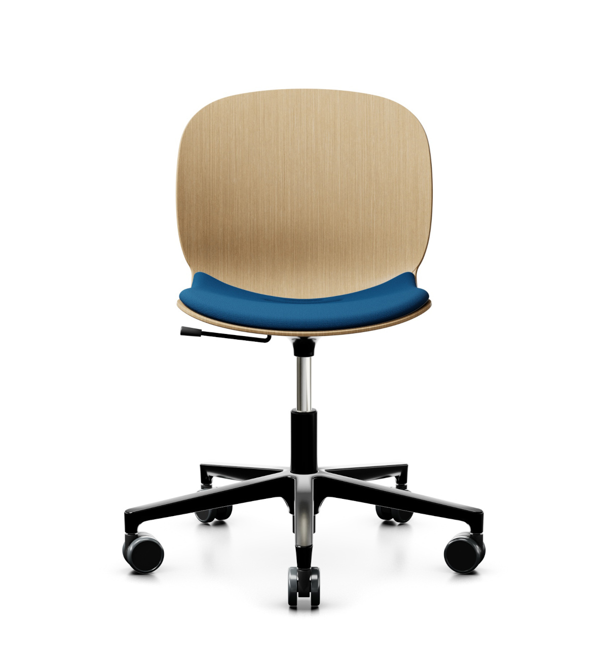 Noor 6075S Drehstuhl, 5-armiges Fußkreuz, 3D-Furnierschale, Sitz gepolstert