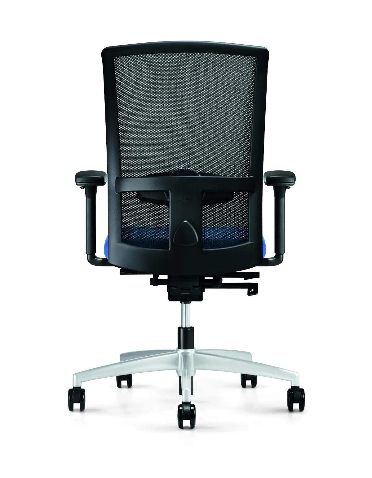 Interstuhl Goal-Air 172G Bürodrehstuhl mit schwarzem Netzrücken und Armlehnen in der Rückansicht
