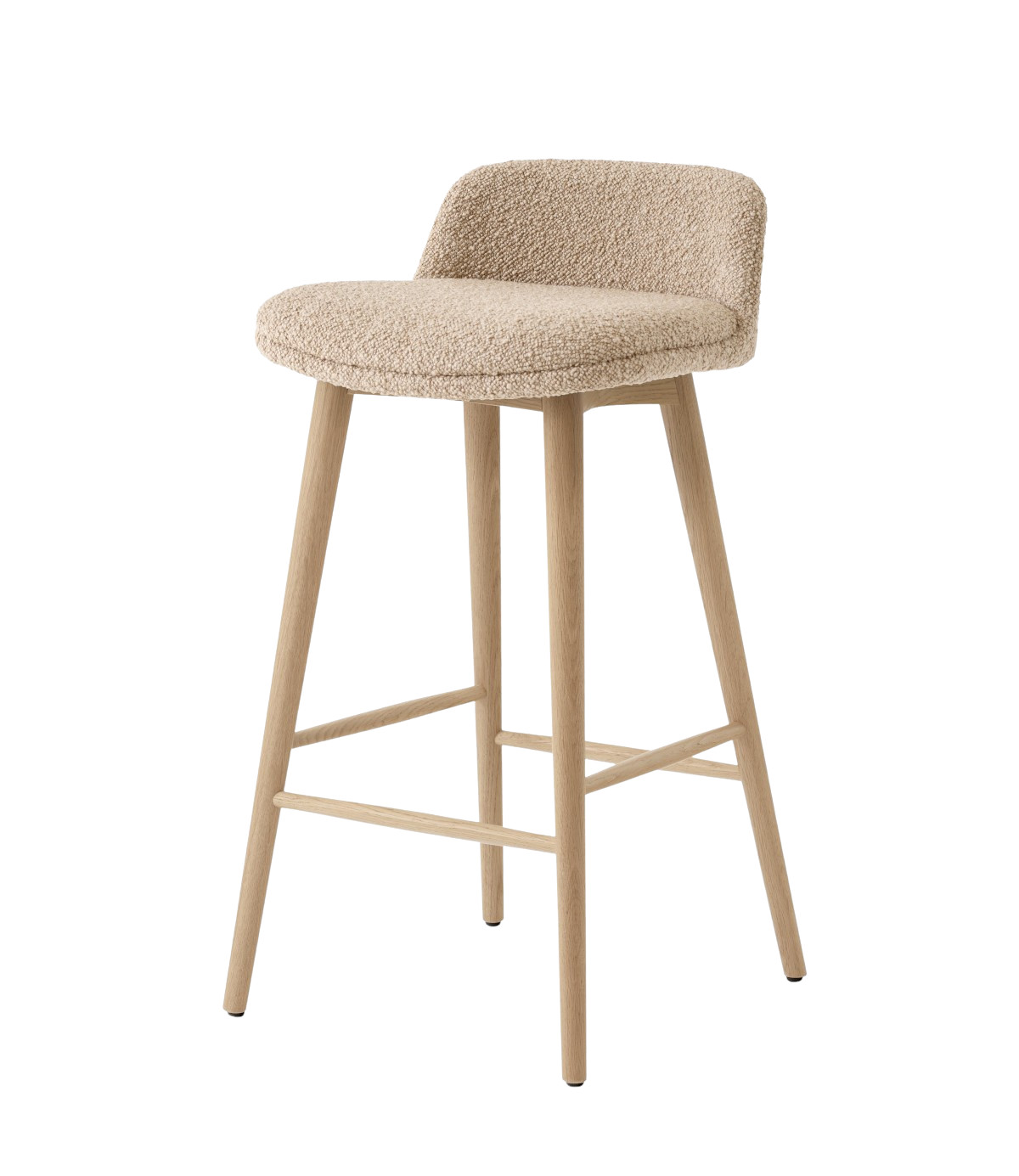 &Tradition Rely HW121 Barhocker, Massivholz-Beine mit Lack, recycelte PP-Schale, gepolsterter Sitz & Rücken