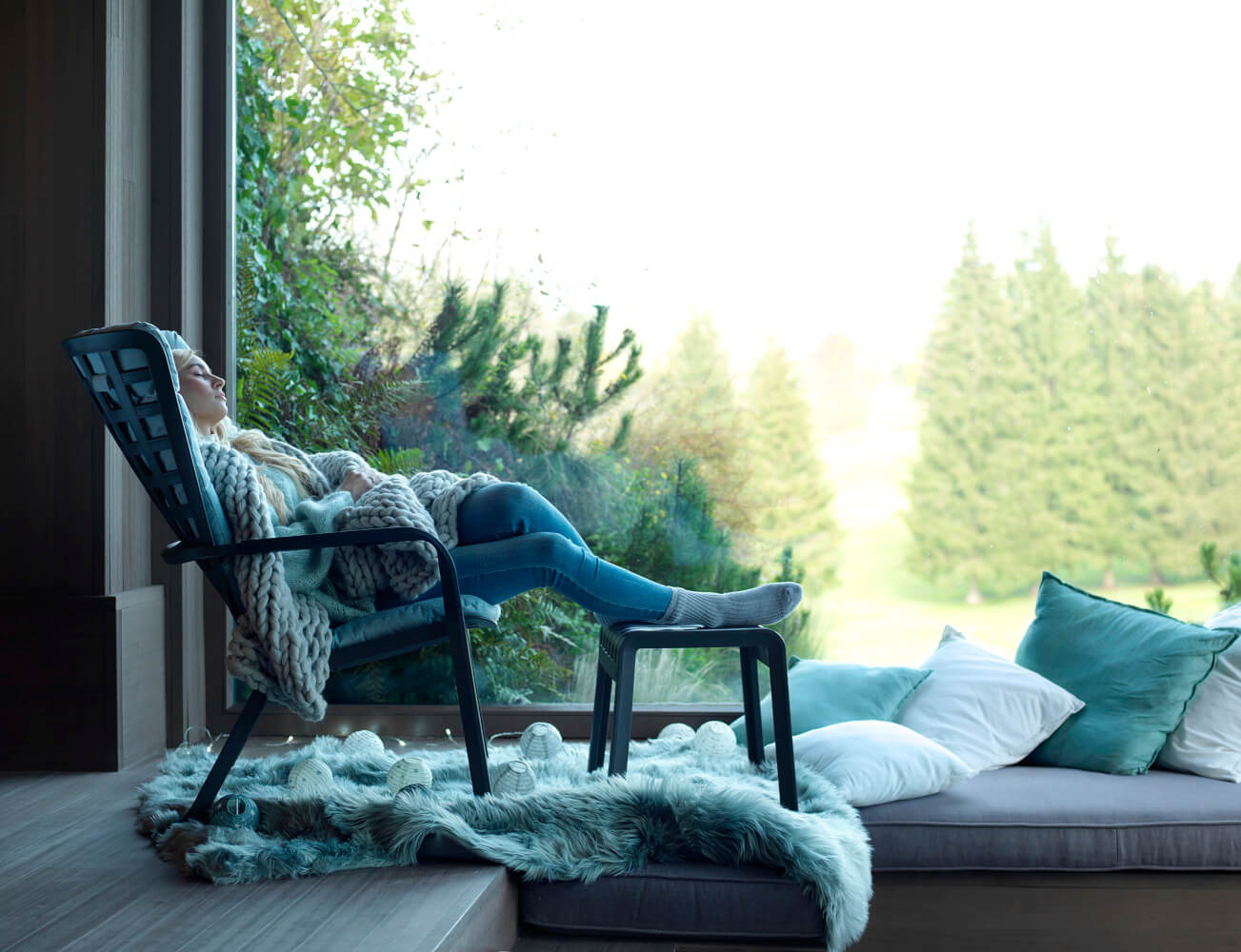 Nardi Poggio Hocker aus hochwertigem Kunststoff, wetterfest und ideal für Garten oder Terrasse