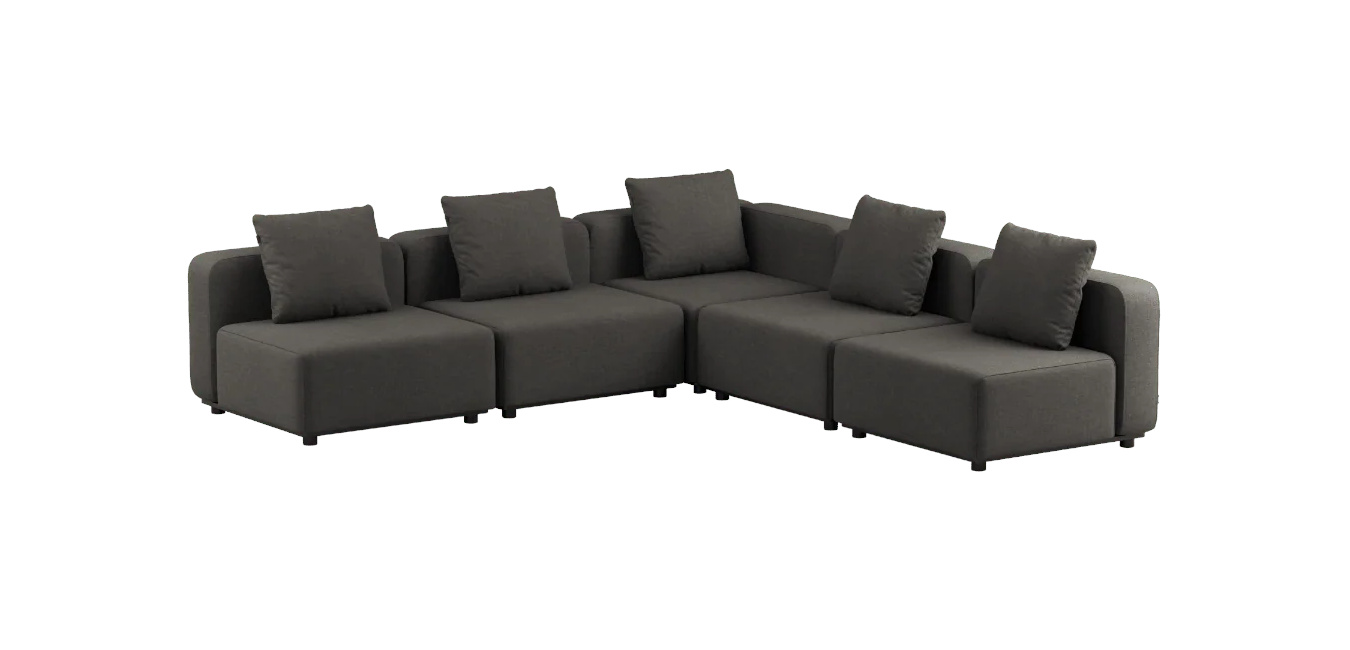 Cobana Ecksofa 5-Sitzer ohne Armlehne, kirra noir