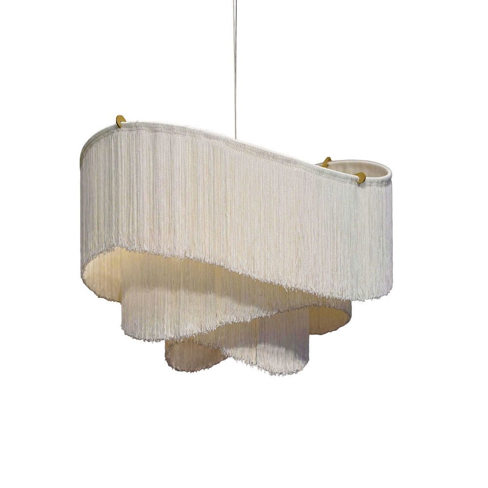 Maya Pendelleuchte von FRAUMAIER in Weiß, modernes Design, Stoffschirm, gleichmäßiges Licht für Wohn- und Esszimmer