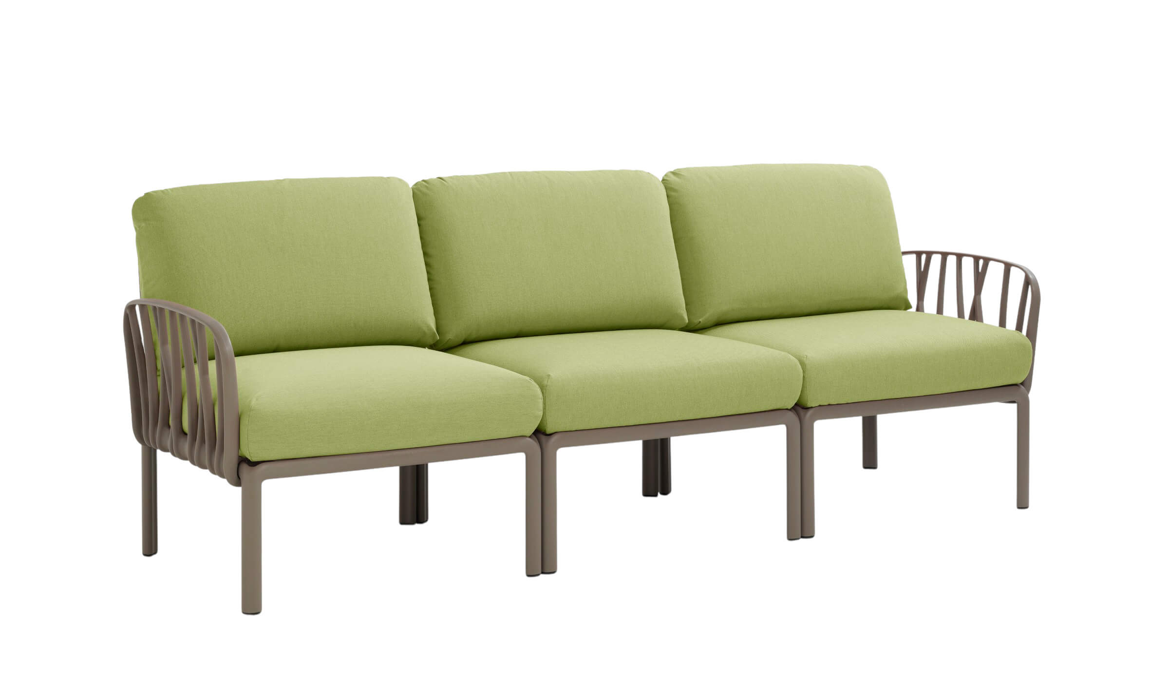 Nardi Komodo Gartensofa 3-Sitzer, tortora/avocado, wetterfest, langlebig, italienisches Design, Outdoor-Möbel