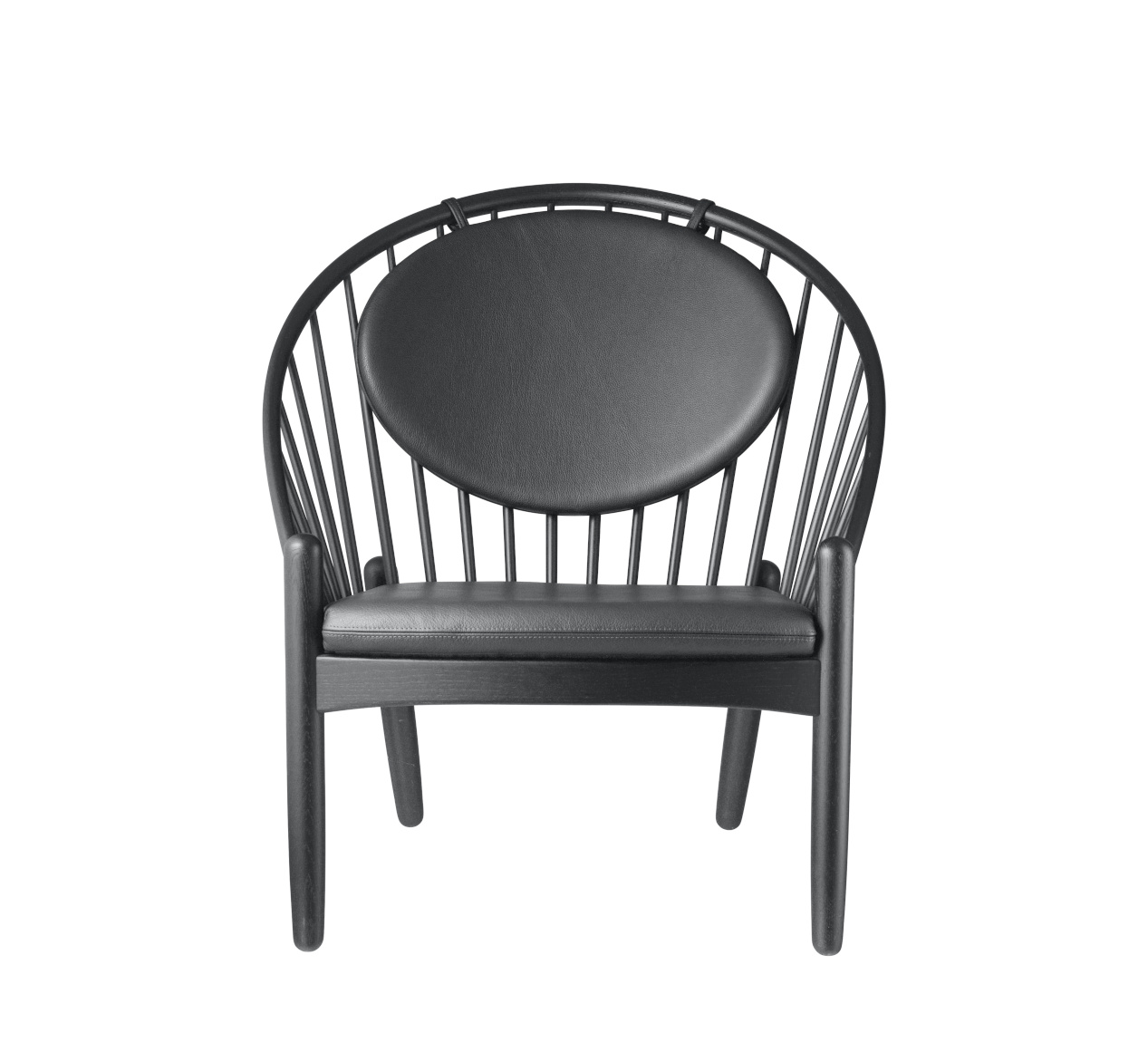 FDB Møbler J166 Jørna Sessel, funktional & ergonomisch, Eiche schwarz, Leder schwarz, nachhaltiges Design