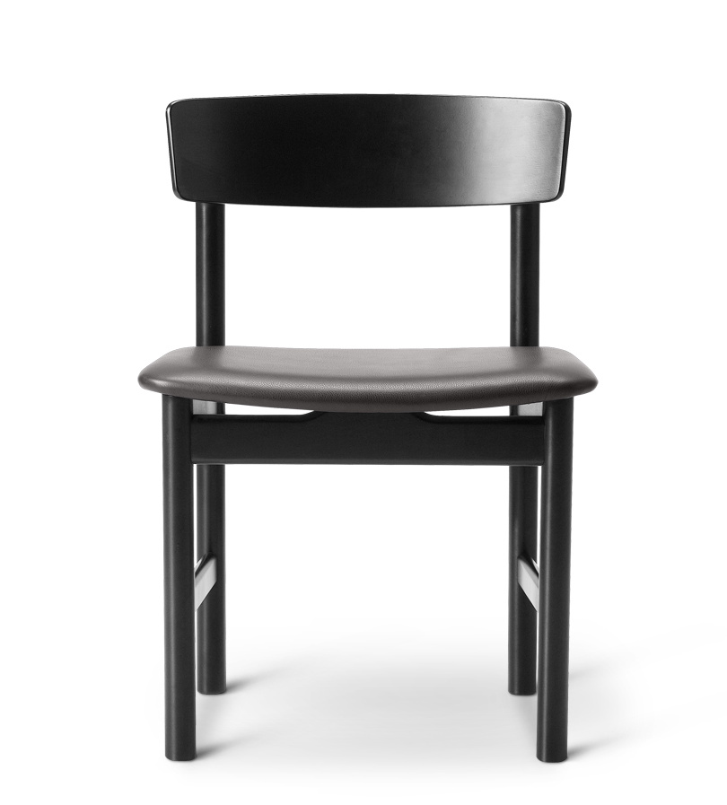 Mogensen 3236 Stuhl, eiche schwarz lackiert / leder schwarz
