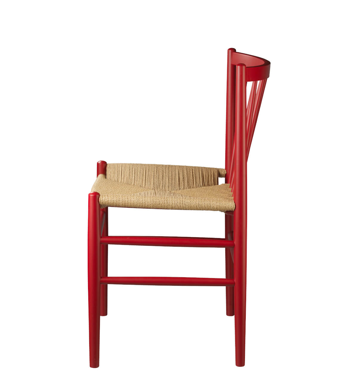 FDB Møbler J80 Stuhl, nordisch, Buche ruby red, Naturgeflecht, funktional, langlebig, nachhaltiger Design-Stuhl