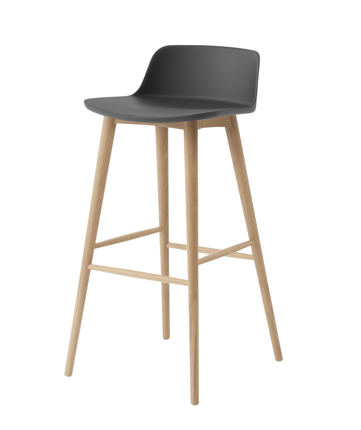 &Tradition Rely HW123 Barhocker aus Eiche Natur mit Stone Grey Sitz, ergonomisch, robust und elegant