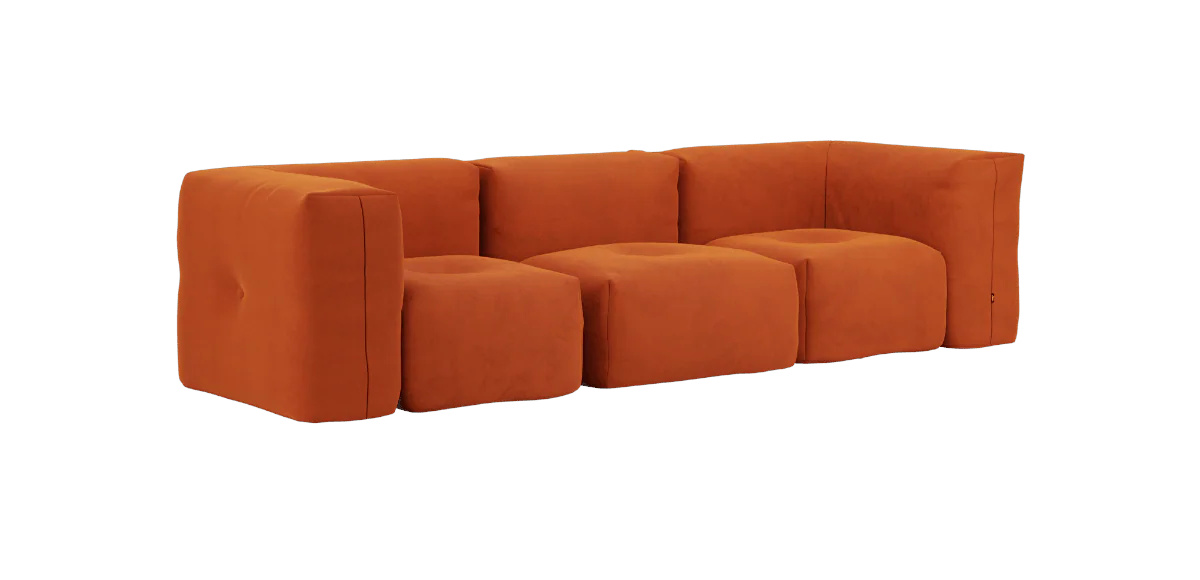 Soft Sofa 3-Sitzer mit Armlehne, orange jaquard