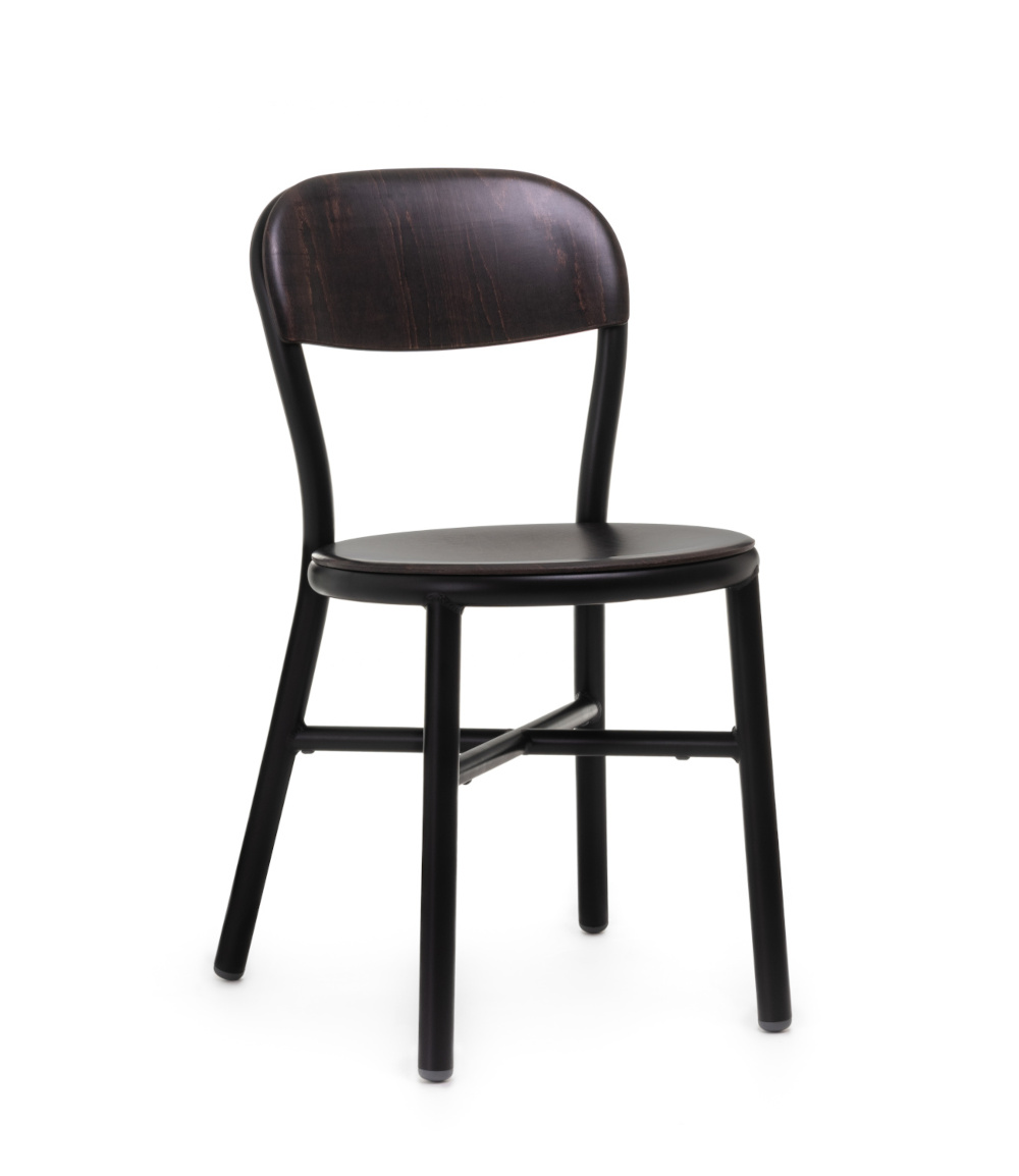 Magis Pipe Stuhl ohne Armlehne, Buche/Schwarz, modernes Design, stabil, langlebig, italienisches Design