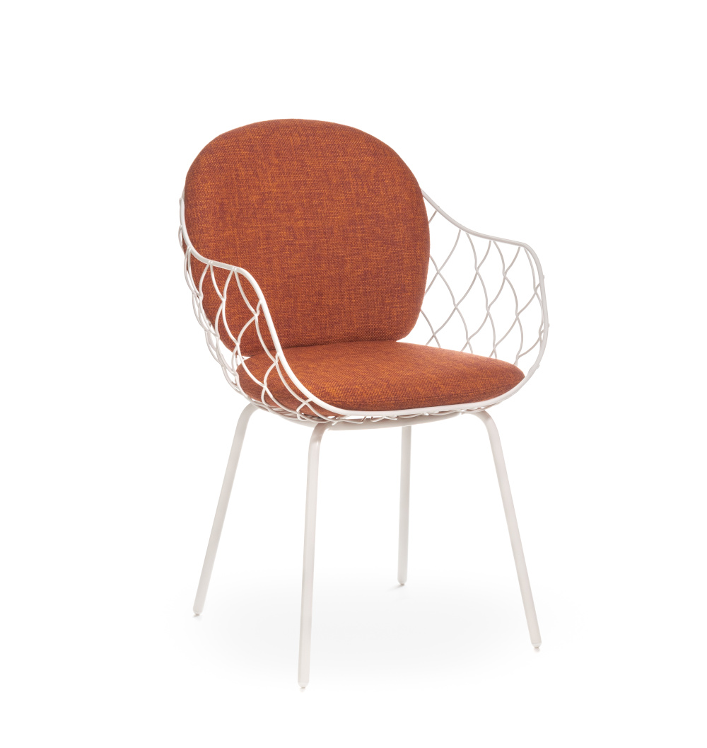 Magis Piña Outdoor Stuhl weiß/orange, wetterfest, ergonomisch, modernes Design, komfortabel, italienische Qualität