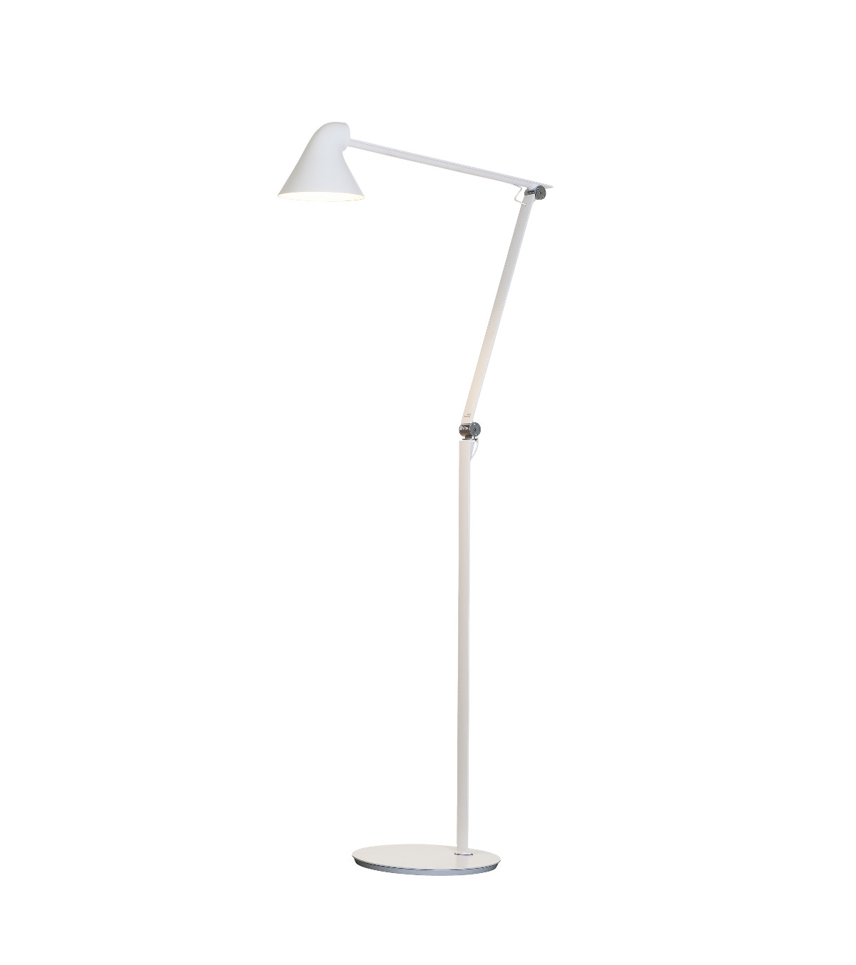 Louis Poulsen NJP Stehleuchte weiß, modernes Design, verstellbar, LED-Leuchte für Wohnzimmer oder Büro