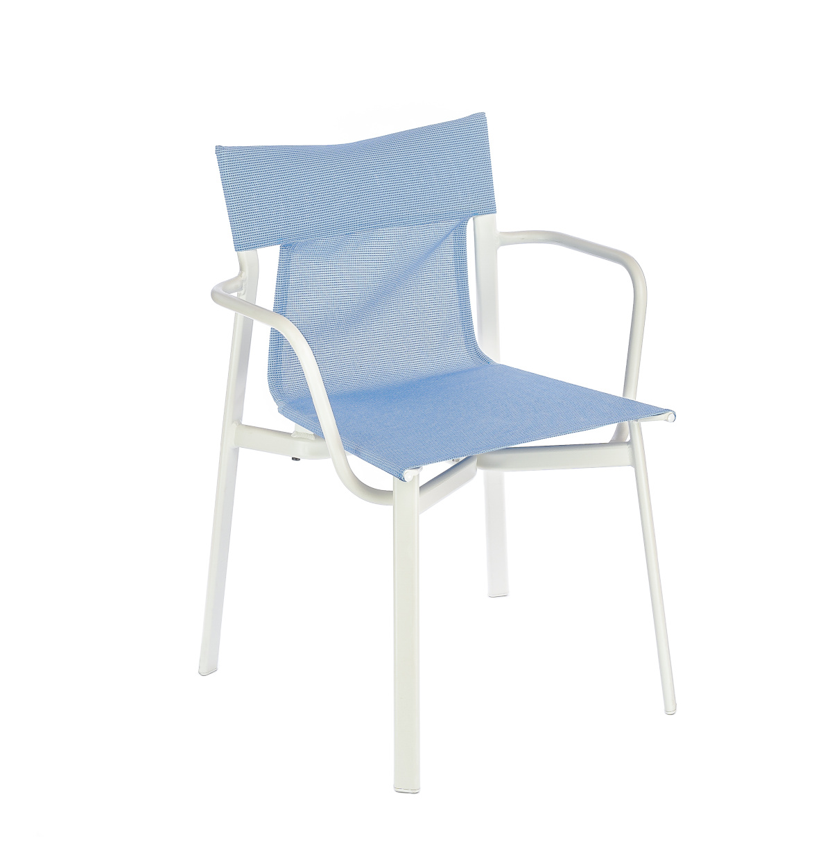 Breeze Armlehnstuhl 4er-Set, matt weiß / baby blau
