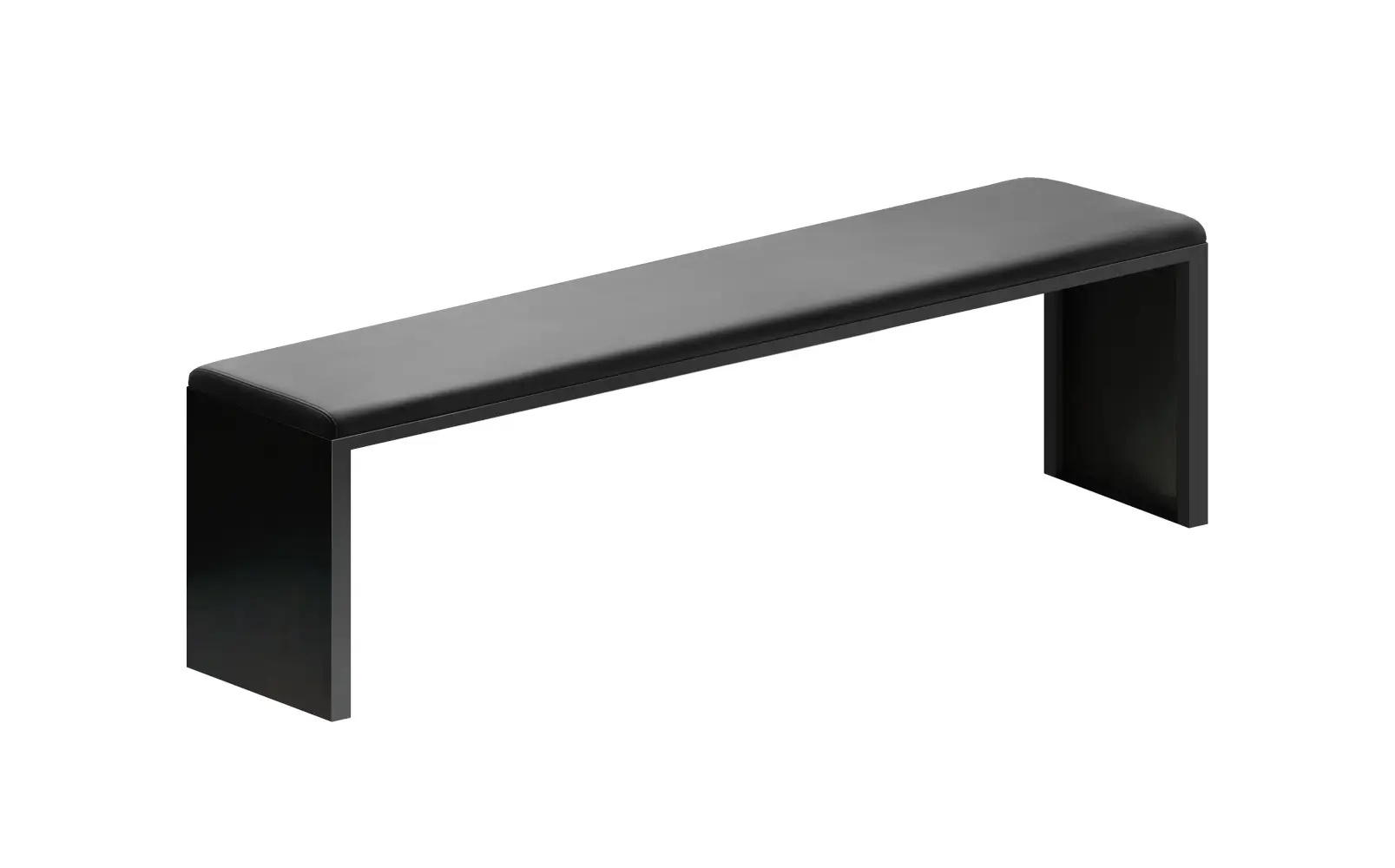 Zeus Irony Pad Bank 160 cm mit elegantem Lederpolster und Gestell in Kupferschwarz.