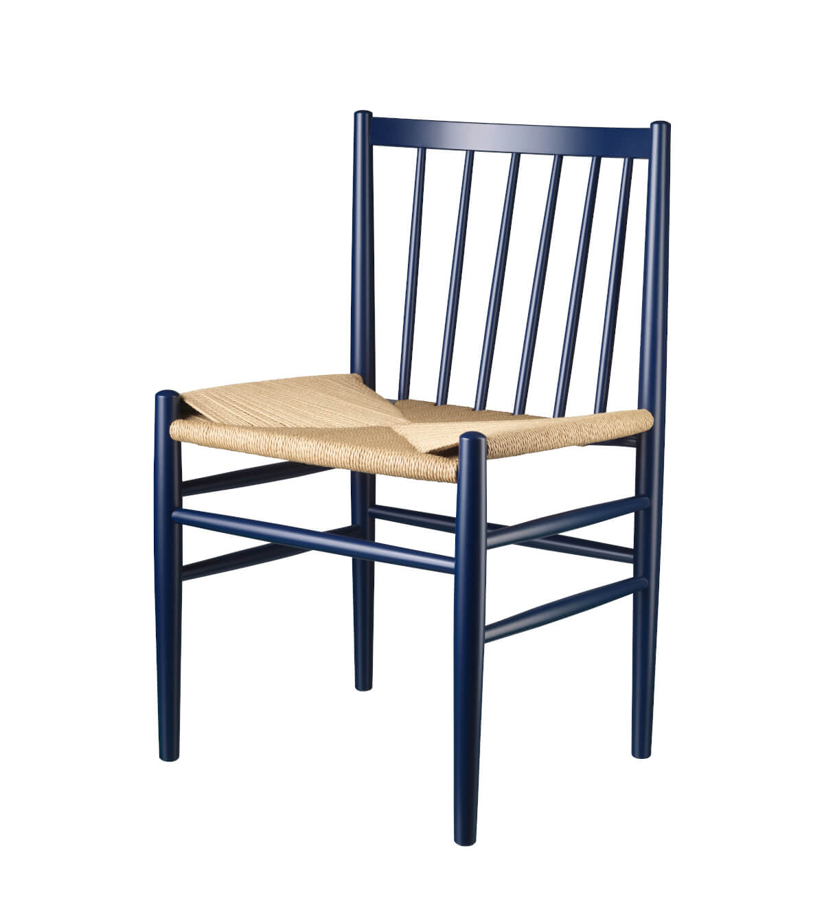 FDB Møbler J80 Stuhl, ergonomisch, Buche, steel blue, Naturgeflecht, funktional, nachhaltiges Design