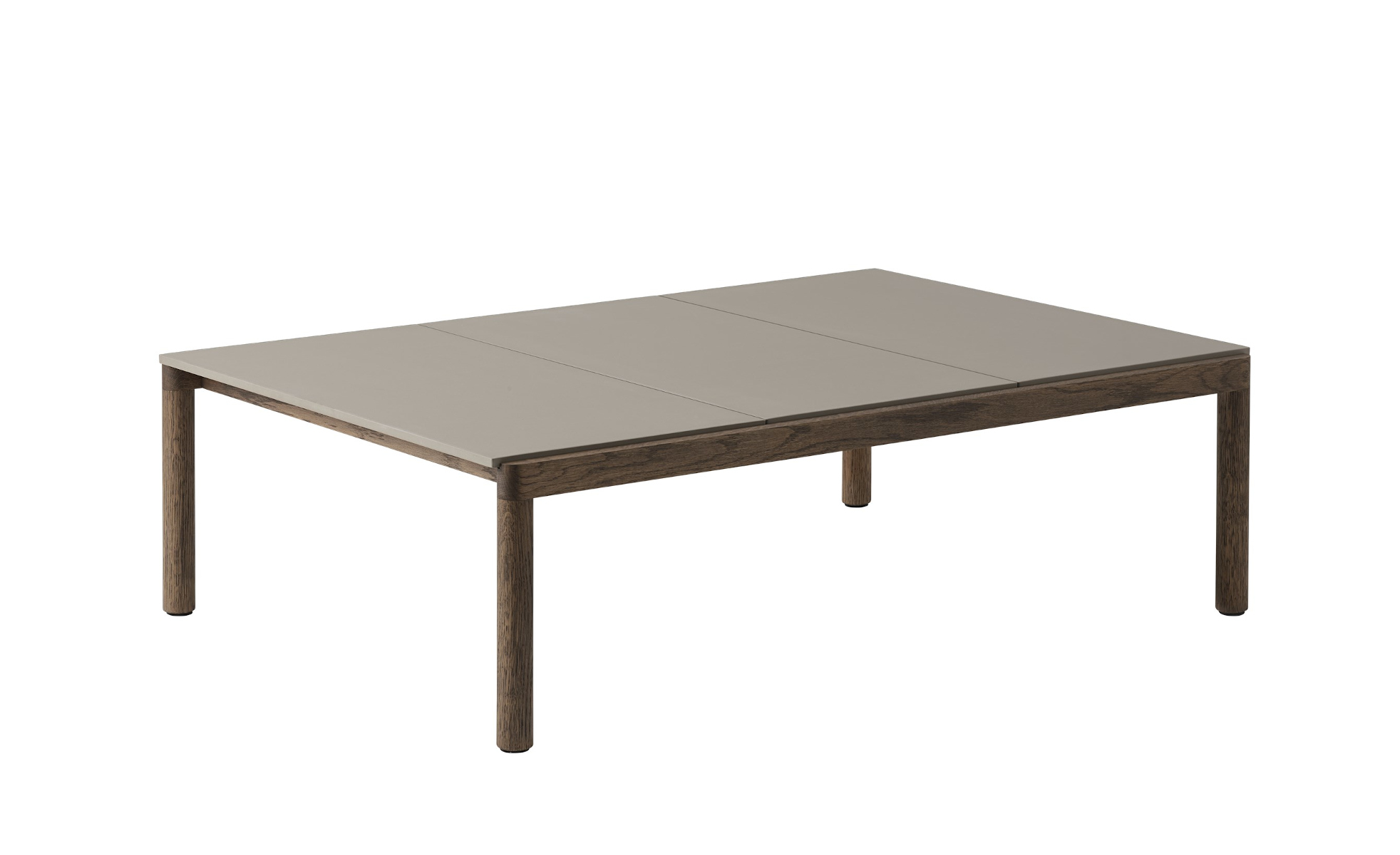 Couple Couchtisch, 84 x 120 cm, 3 plain - taupe / eiche dunkel geölt