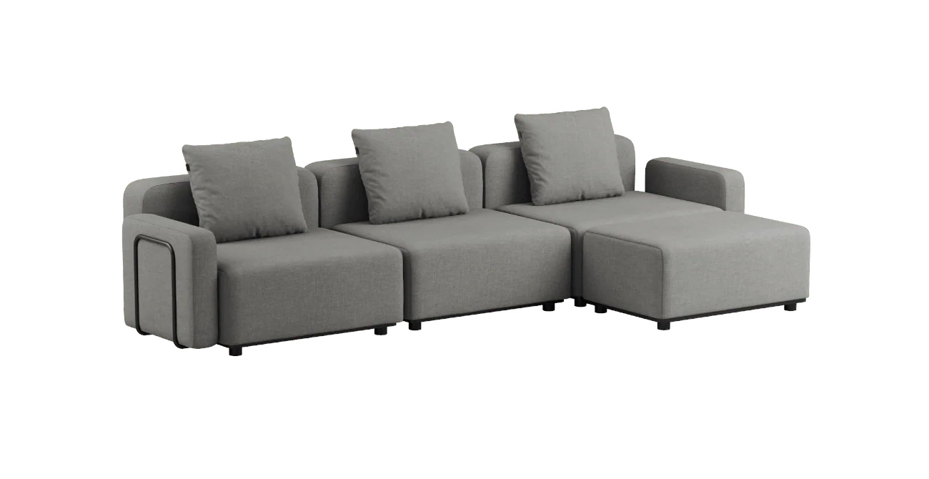Cobana Loungesofa 3-Sitzer mit Armlehnen mit Hocker, kirra grey